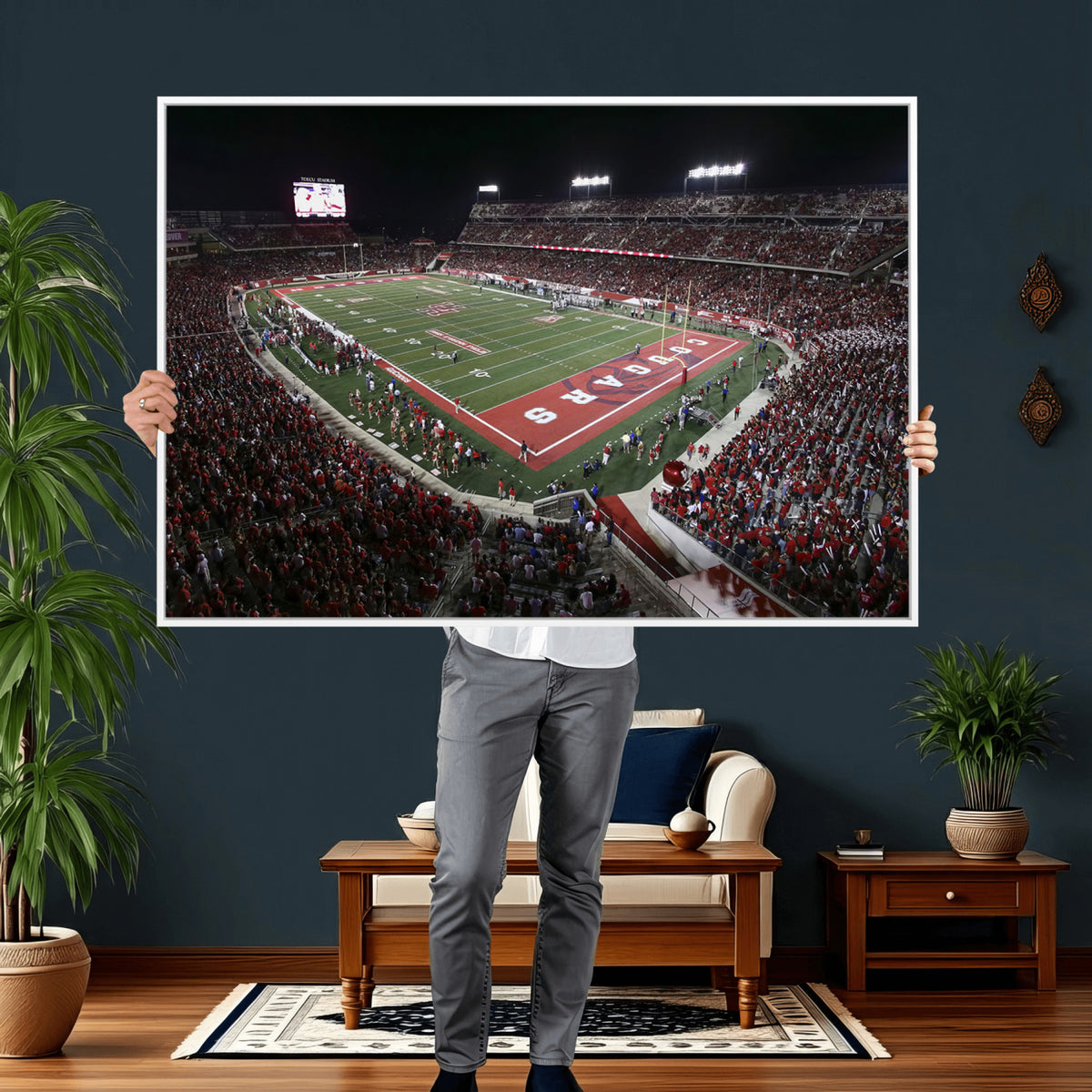 94207-MGV-CV-36X24 - Houston Cougars Football Team Print - Houston TDECU Stadium Wall Art Canvas Print