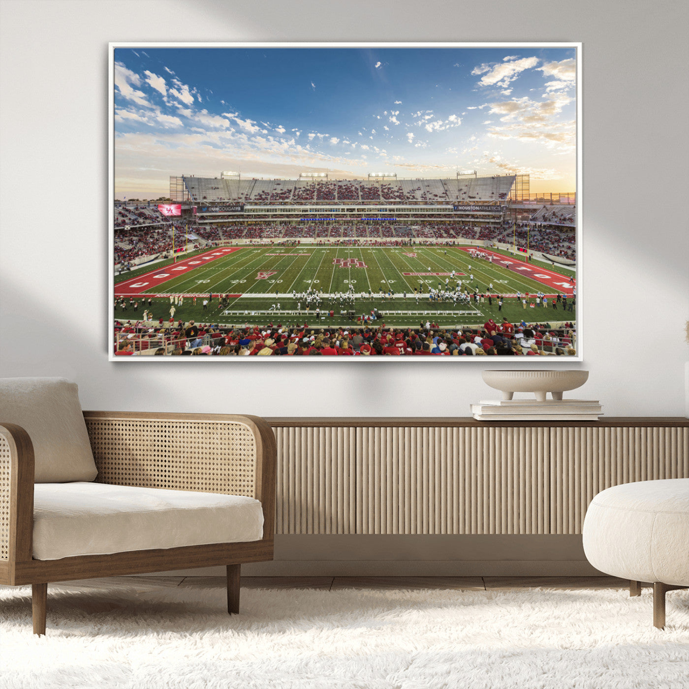 MGV-FC-36X24 - Framed Houston Cougars Football Team Print - Houston TDECU Stadium Wall Art Canvas Print