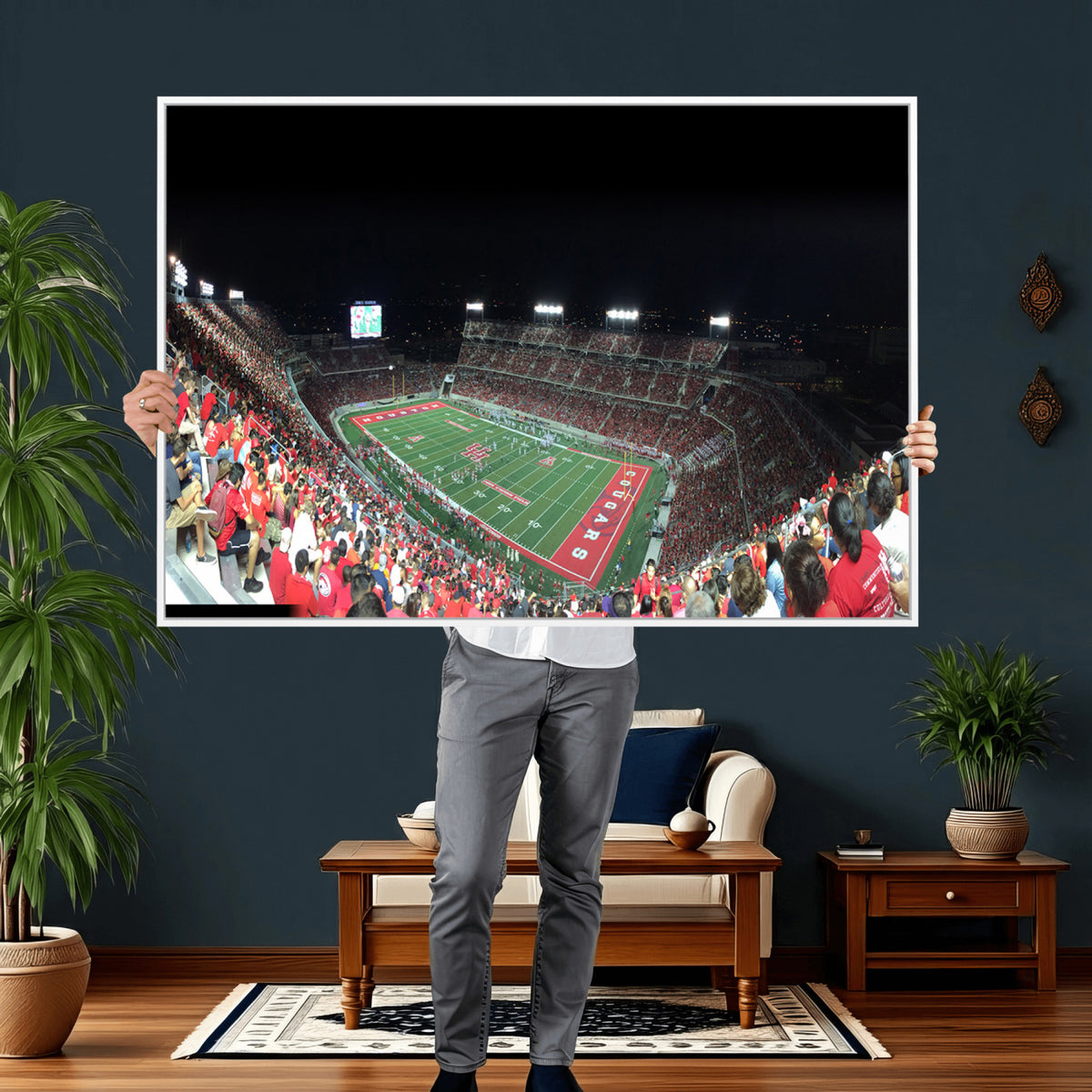 67036-MGV-CV-36X24 - Houston Cougars Football Team Print - Houston TDECU Stadium Wall Art Canvas Print