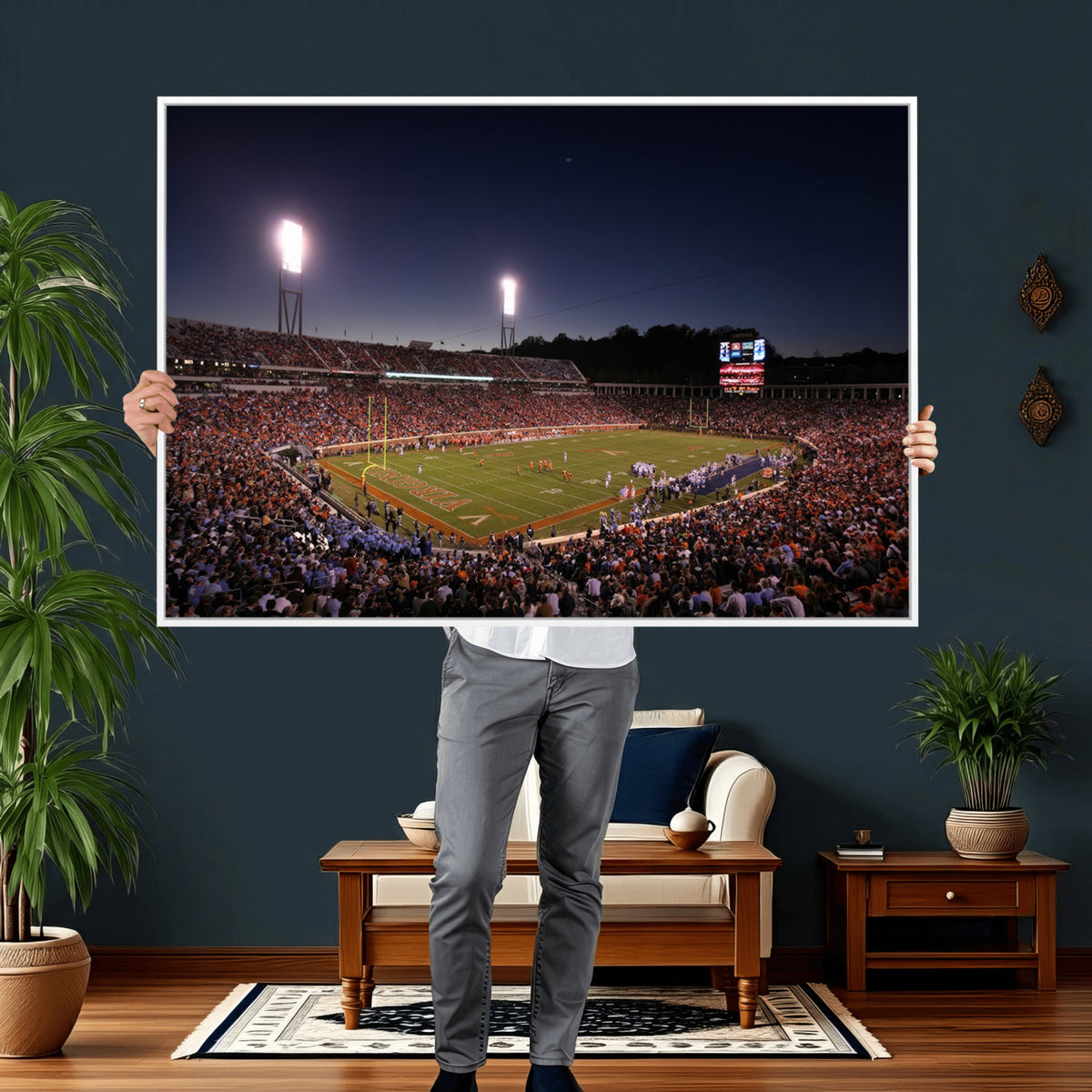 69378-MGV-CV-36X24 - Virginia Cavaliers Football Team Print - Charlottesville Scott Stadium Canvas Print Wall Art