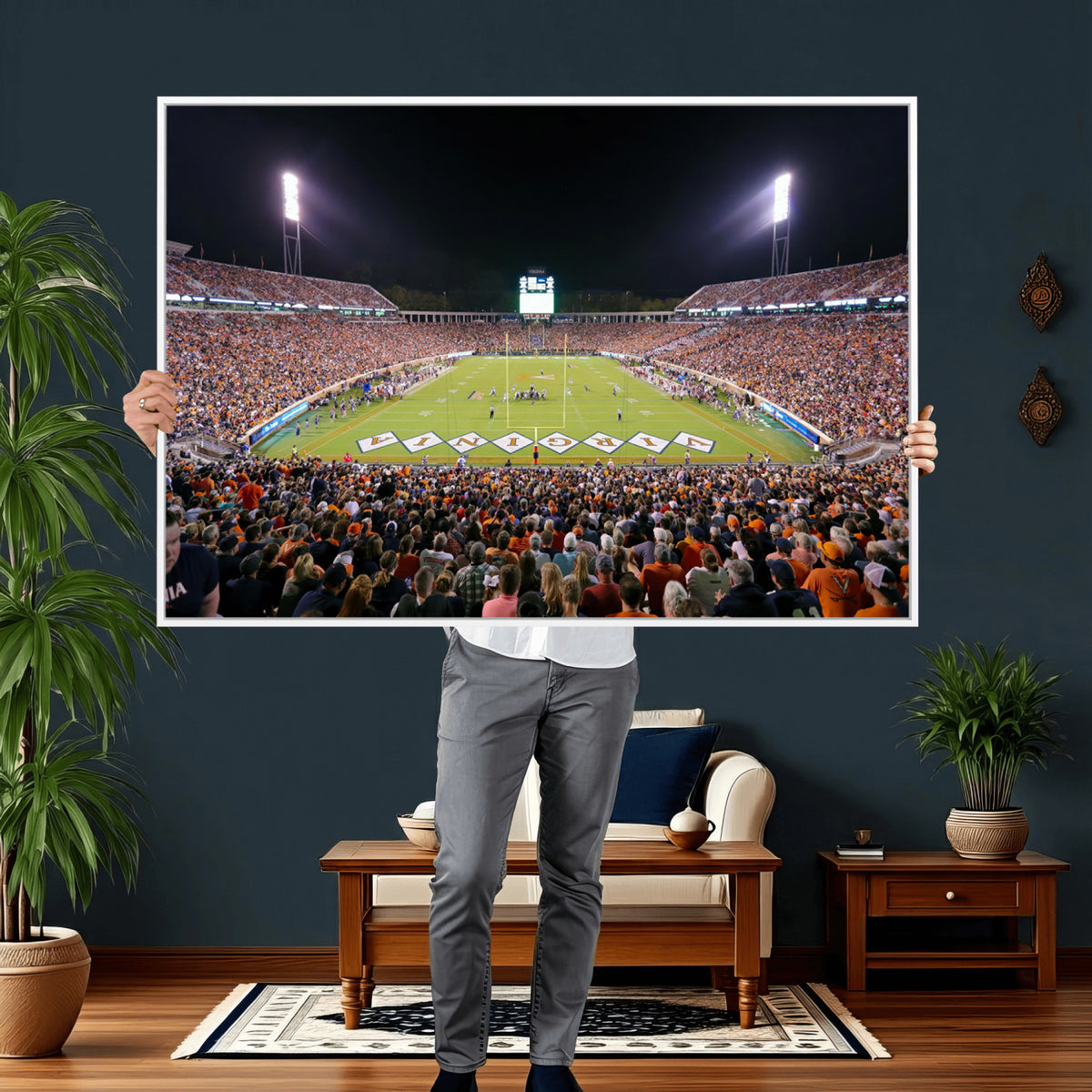 98441-MGV-CV-36X24 - Virginia Cavaliers Football Team Print - Charlottesville Scott Stadium Wall Art Canvas Print