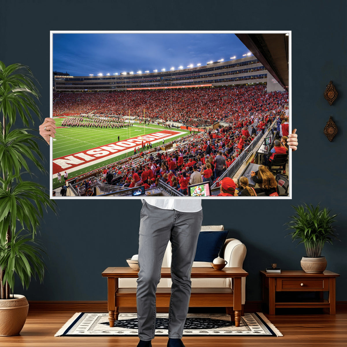 57601-MGV-CV-36X24 - Wisconsin Badgers Football Team Print - Madison Camp Randall Stadium Wall Art, Wisconsin Badgers