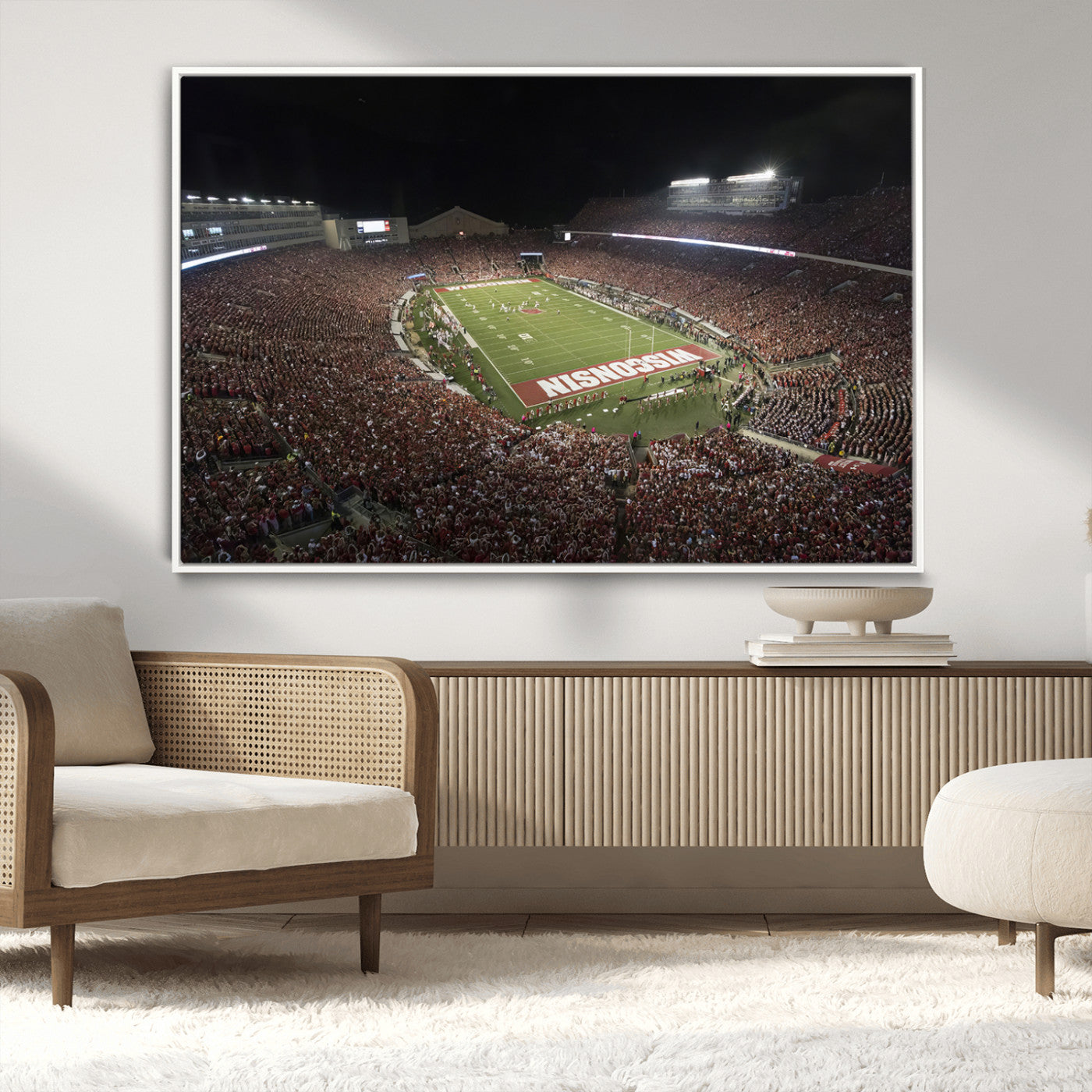 MGV-FC-36X24 - Wisconsin Badgers Football Team Print - Madison Camp Randall Stadium Wall Art Canvas Print