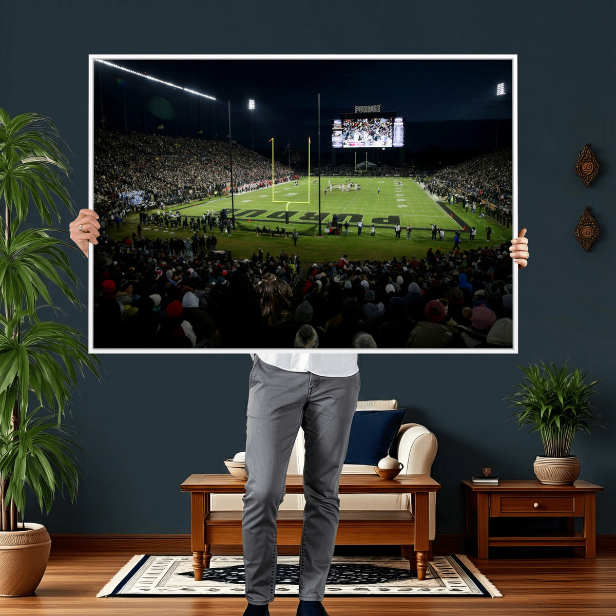 60140-MGV-CV-36X24 - Purdue Boilermakers Football Team Print - West Lafayette Ross–Ade Stadium Wall Art Canvas Print