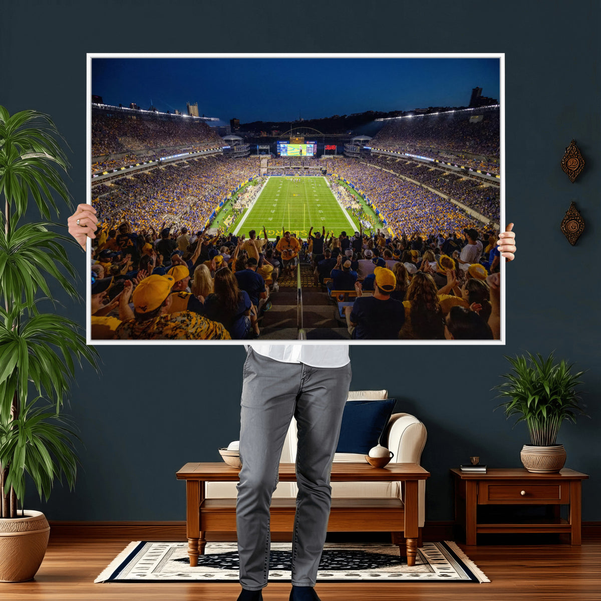 62297-MGV-CV-36X24 - Pittsburgh Panthers Football Team Print - Pittsburgh Acrisure Stadium Wall Art Canvas Print