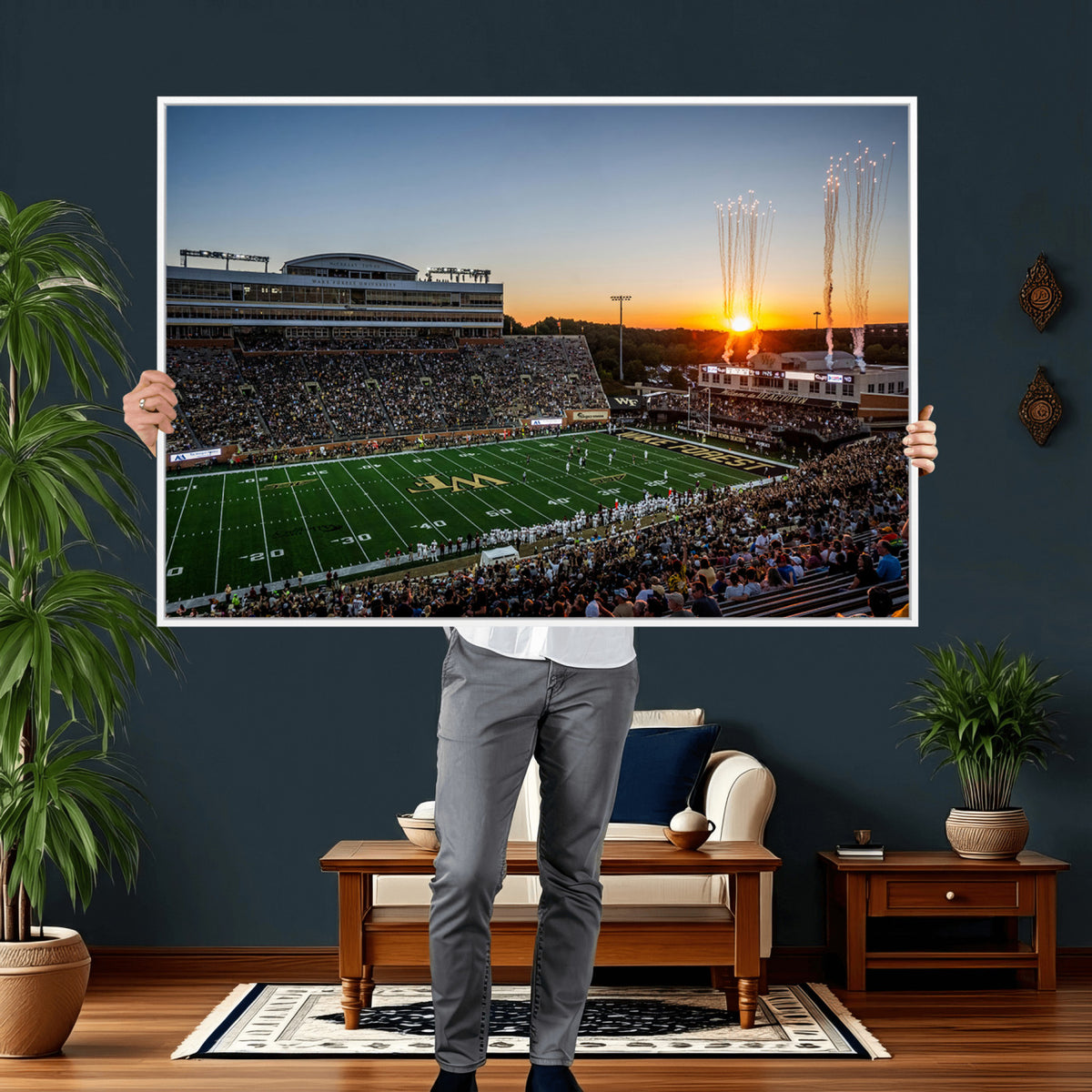 29253-MGV-CV-36X24 - Demon Deacons Football Team Print Canvas- Winston-Salem Allegacy Federal Credit Union Stadium Wall