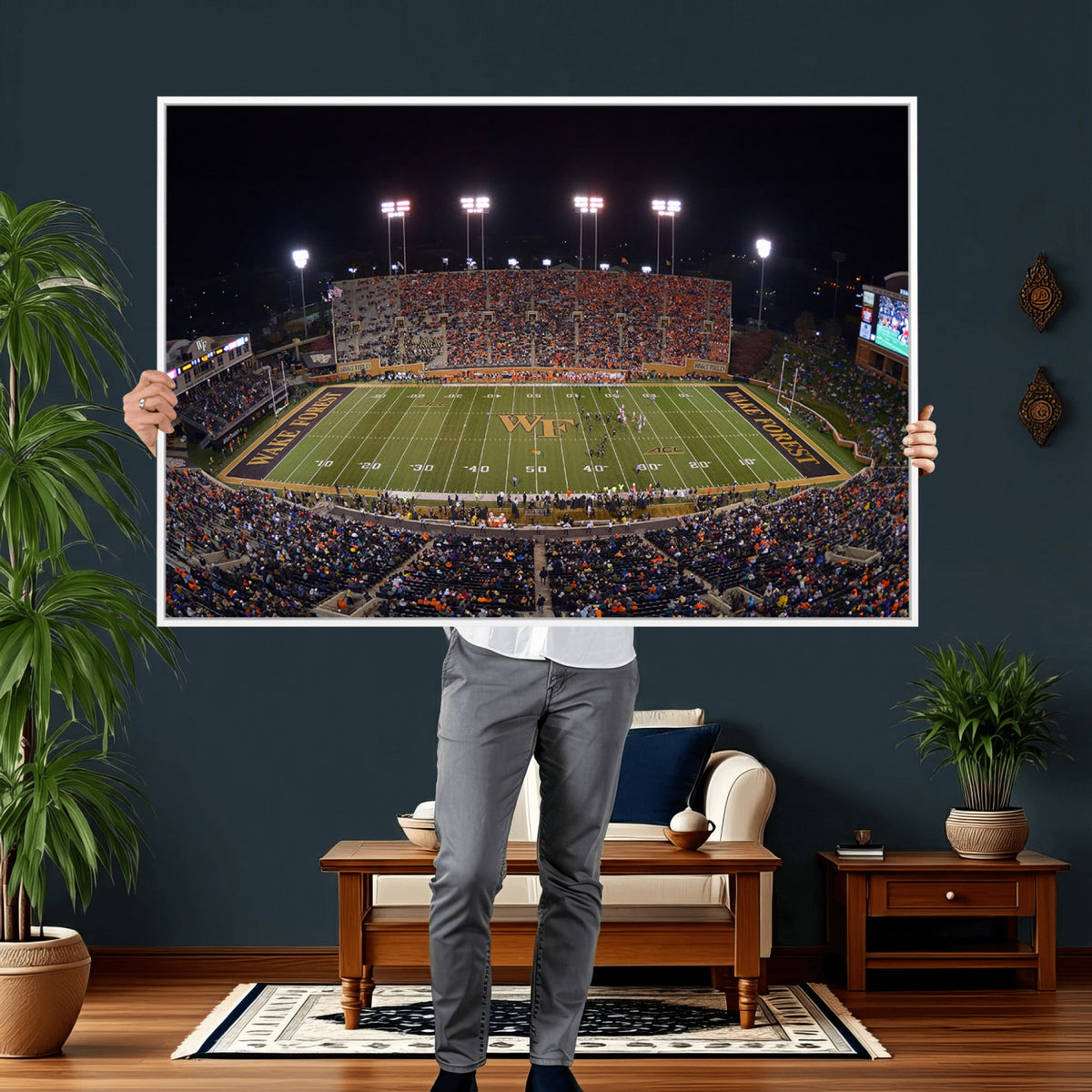 26033-MGV-CV-36X24 - Demon Deacons Print Canvas, Football Team Print
