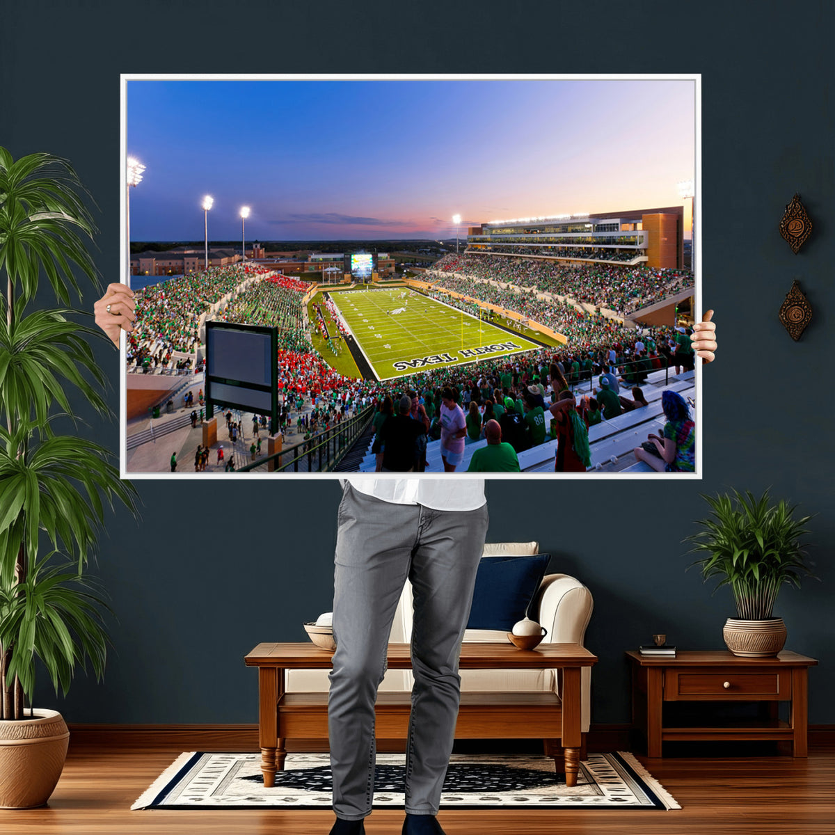 25916-MGV-CV-36X24 - University of North Texas Mean Green Football Team Print - Denton DATCU Stadium Canvas Print Wall