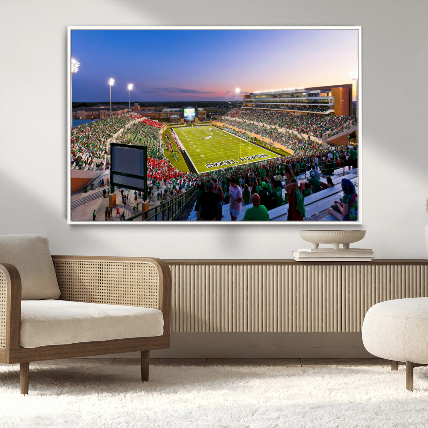 MGV-FC-36X24 - University of North Texas Mean Green Football Team Print - Denton DATCU Stadium Wall Art Canvas