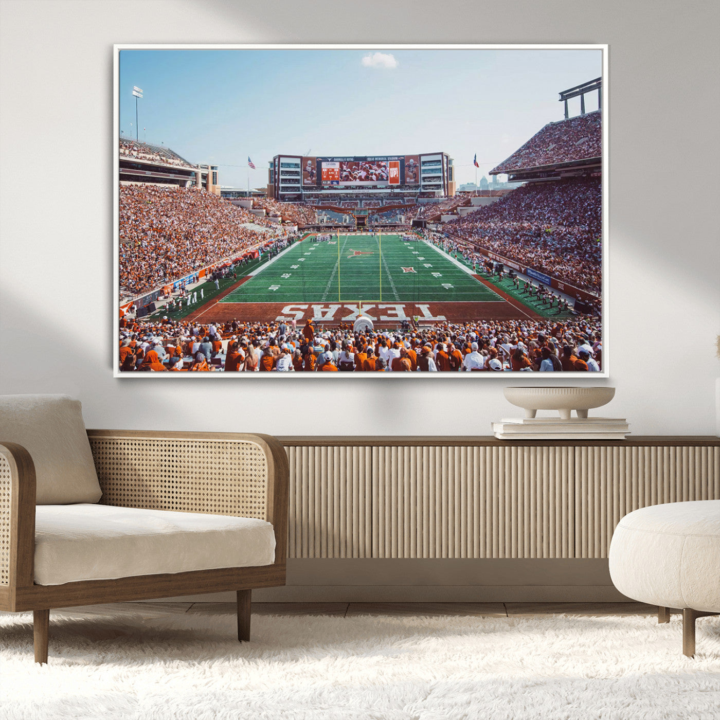 MGV-FC-36X24 - Framed Texas Memorial Stadium Canvas, University of Texas Longhorns Football Team Print - Austin