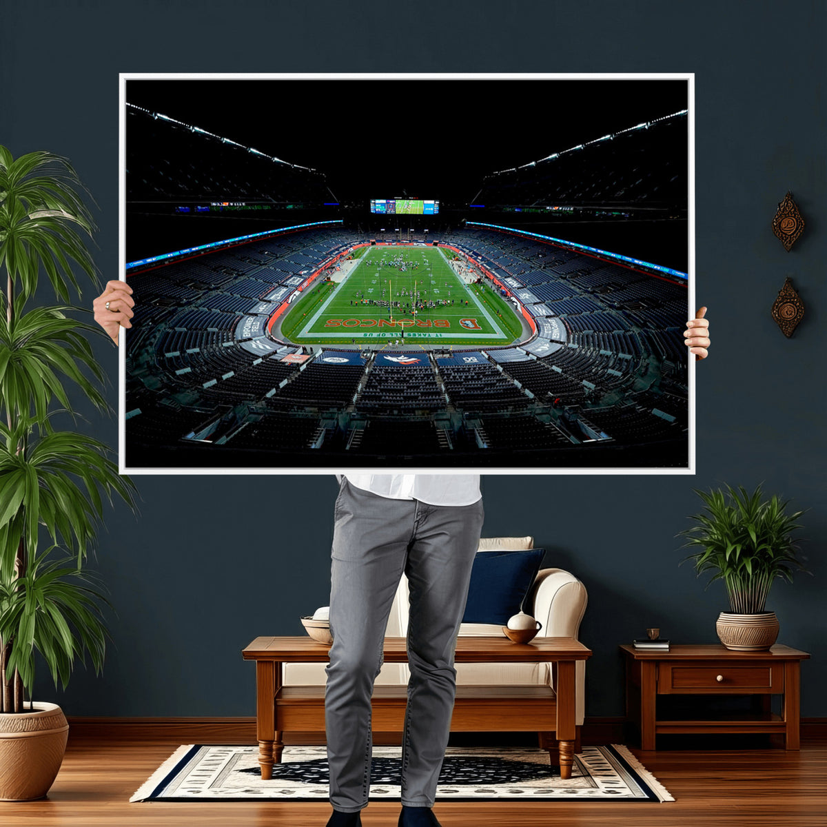 14797-MGV-CV-36X24 - Denver Broncos Football Team Print Canvas- Denver Empower Field at Mile High Stadium Wall Art Canvas