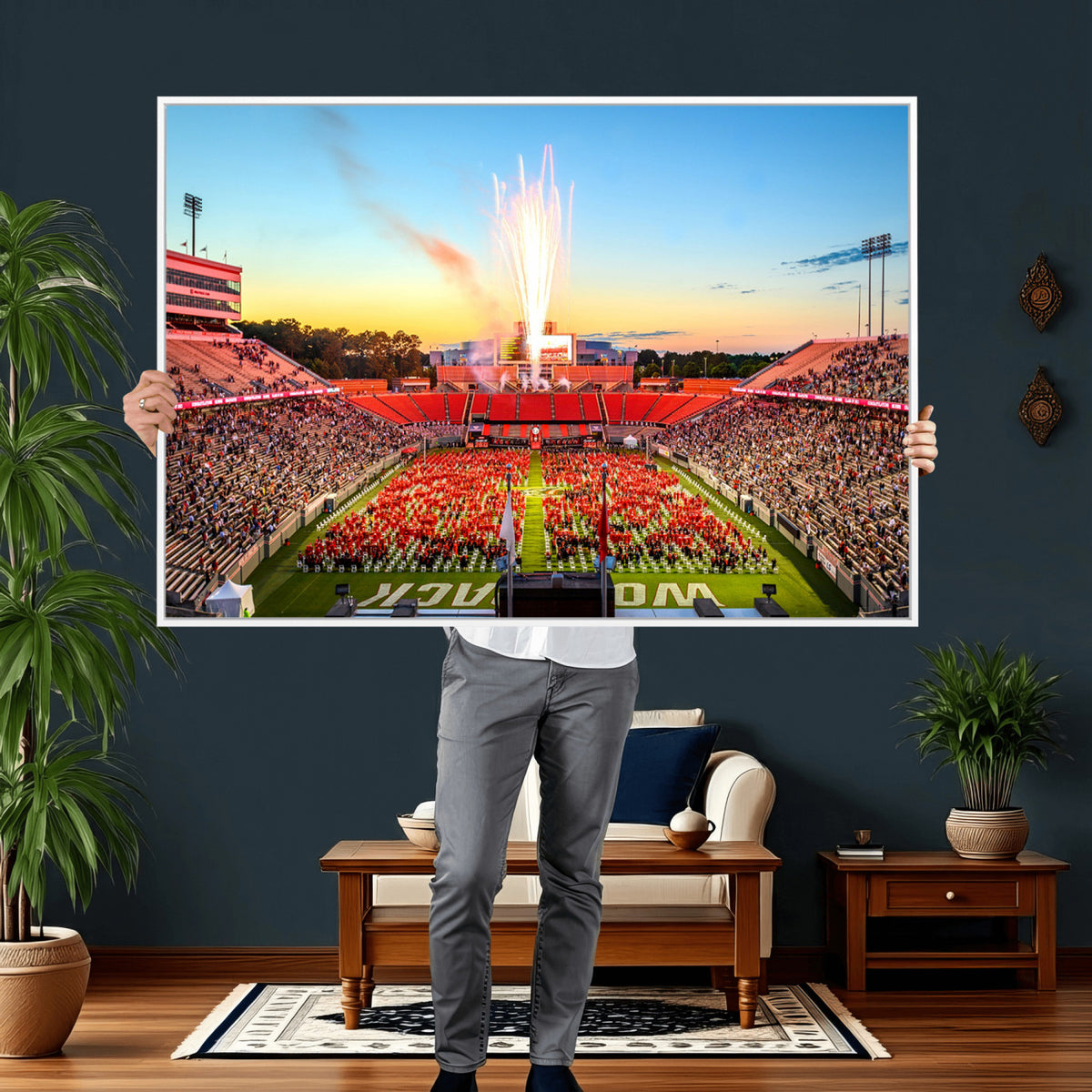 18017-MGV-CV-36X24 - North Carolina State University Canvas Print, Wolfpack Football Team Print