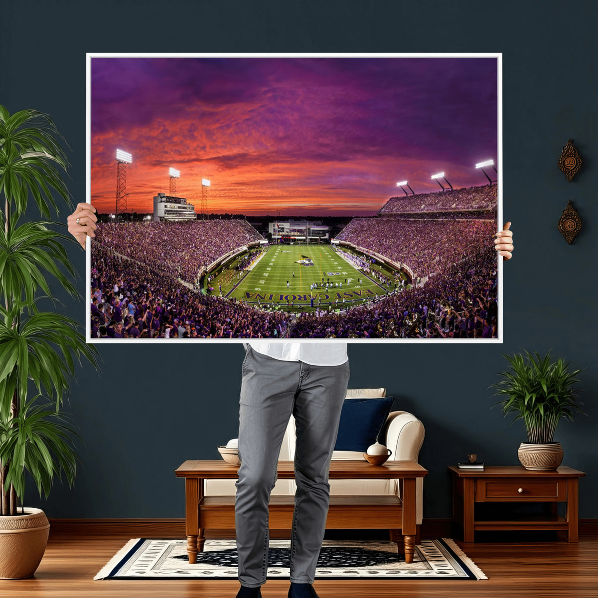 88575-MGV-CV-36X24 - East Carolina University Pirates Football Print Canvas- Greenville Dowdy-Ficklen Stadium Wall Art