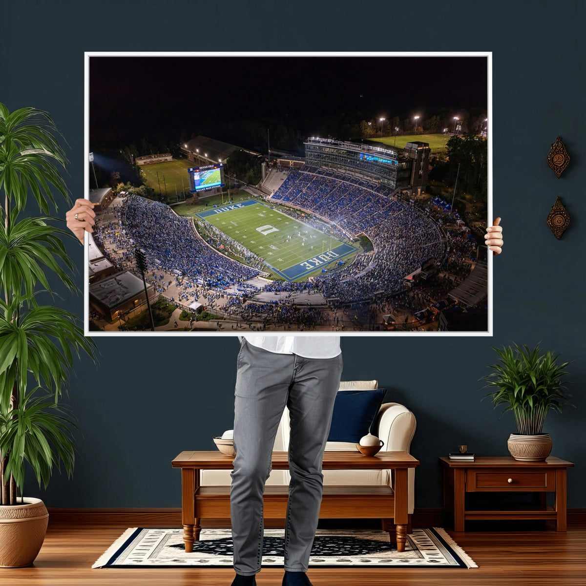 42347-MGV-CV-36X24 - Duke University Blue Devils Football Print Canvas - Durham Wallace Wade Stadium Wall Art Canvas