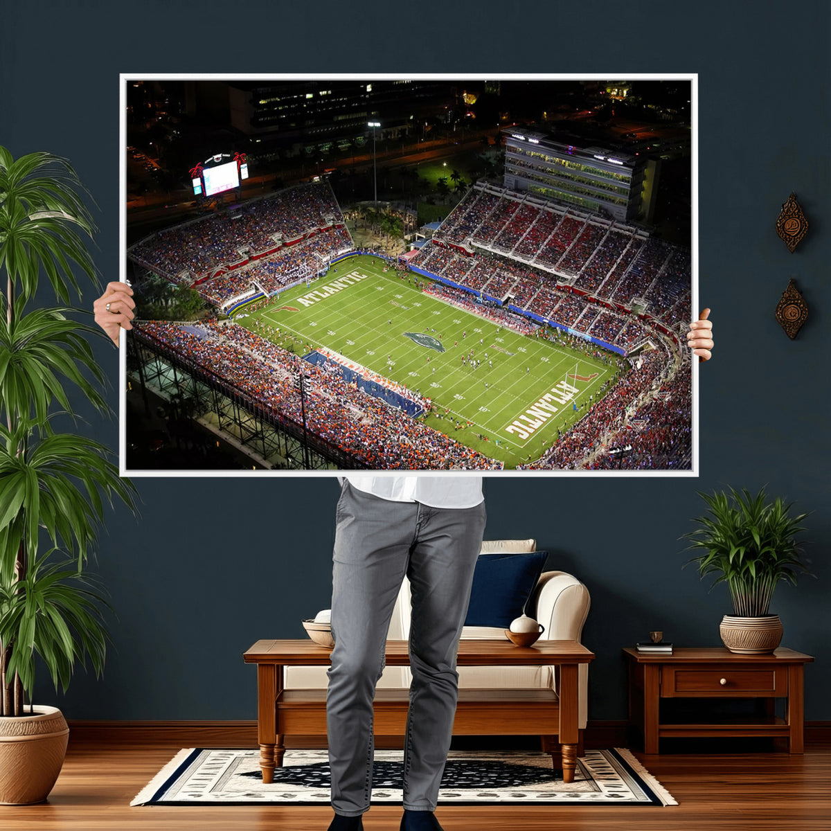 12682-MGV-CV-36X24 - Florida Atlantic University Owls Canvas Print, Football Team Print - Boca Raton FAU Stadium Wall Art