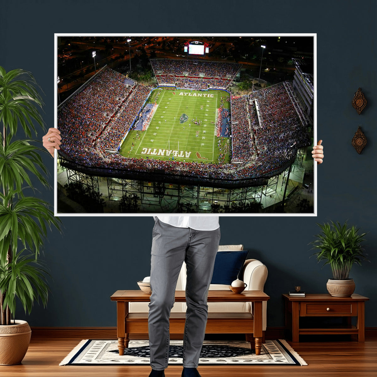 72354-MGV-CV-36X24 - Florida Atlantic University Owls Football Team Print - Boca Raton FAU Stadium Wall Art Canvas Print