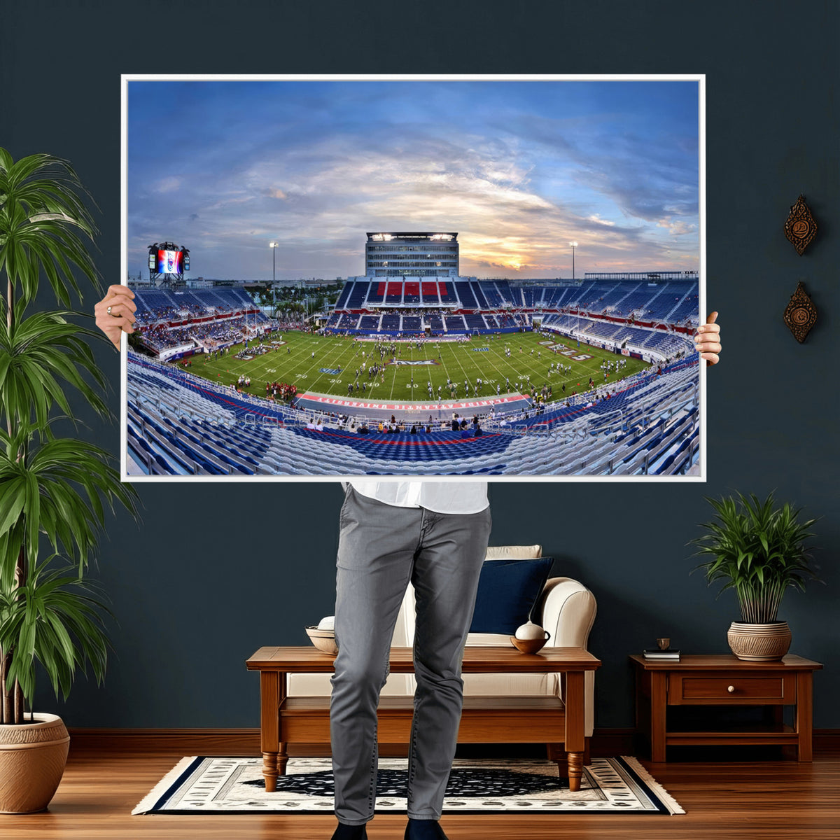 69559-MGV-CV-36X24 - Florida Atlantic University Owls Football Team Print - Boca Raton FAU Stadium Wall Art Canvas Print