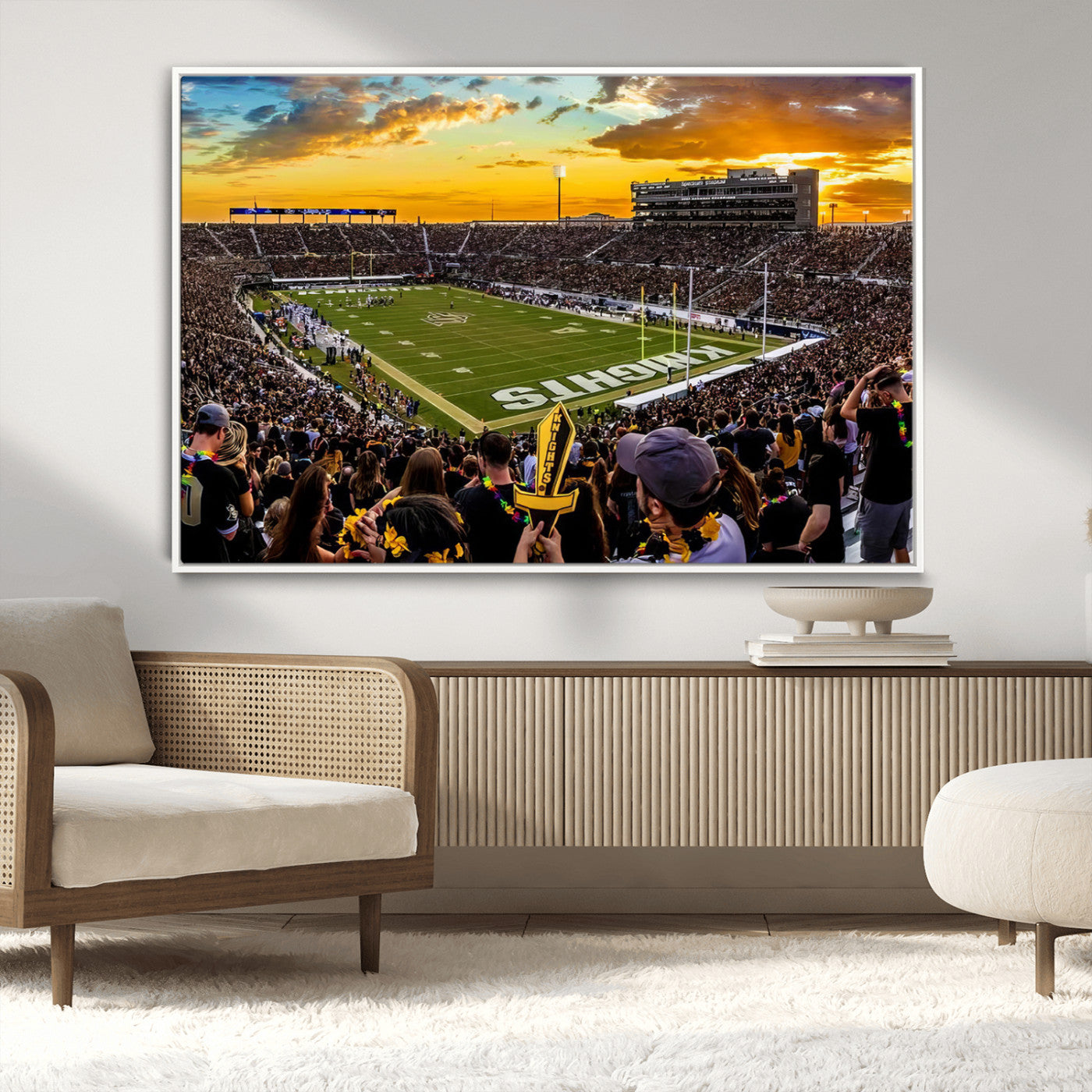 MGV-FC-36X24 - UCF Knights Football Team Print - Orlando FBC Mortgage Stadium, UCF Knights Wall Art Canvas Print