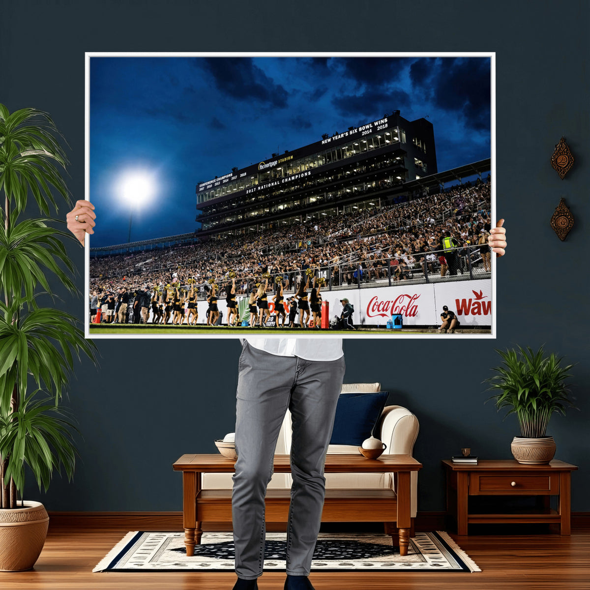 40217-MGV-CV-36X24 - UCF Knights Football Team Print - Orlando FBC Mortgage Stadium Wall Art Canvas Print