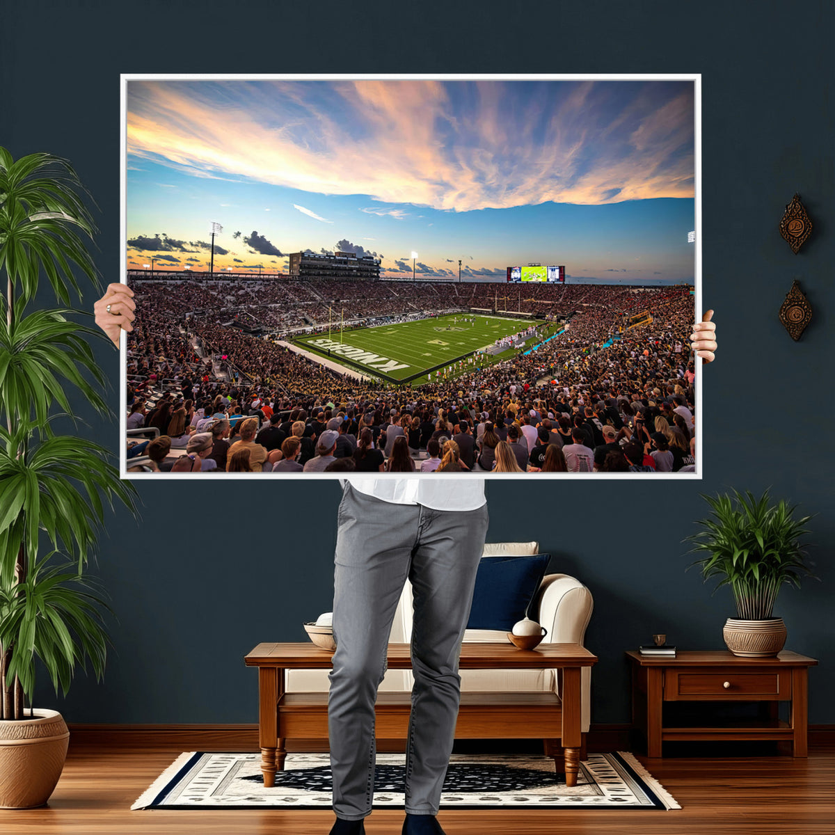 50243-MGV-CV-36X24 - UCF Knights Football Team Print - Orlando FBC Mortgage Stadium Wall Art Canvas Print