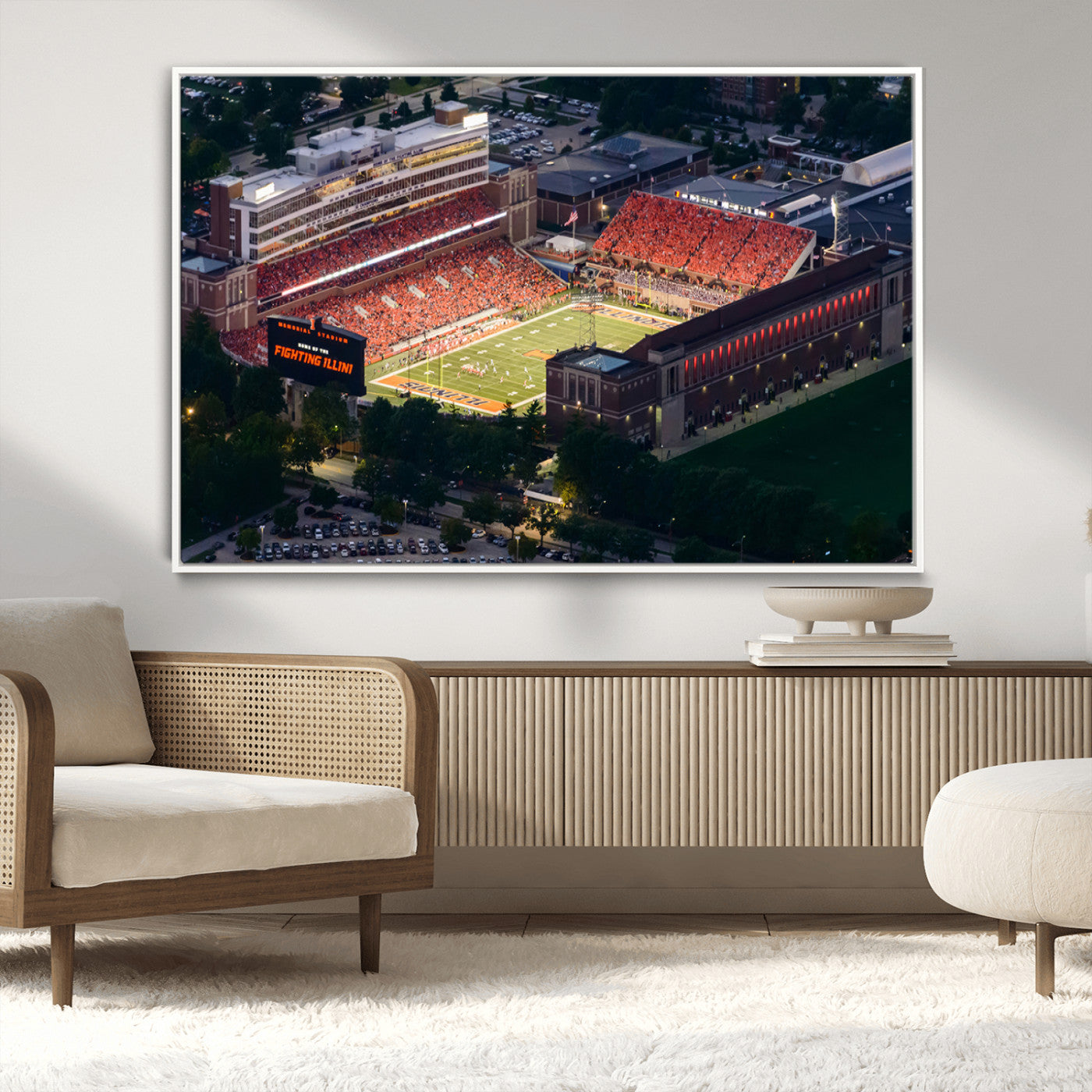 MGV-FC-36X24 - University of Illinois Fighting Illini Football Team Print - Champaign Illinois Memorial Stadium