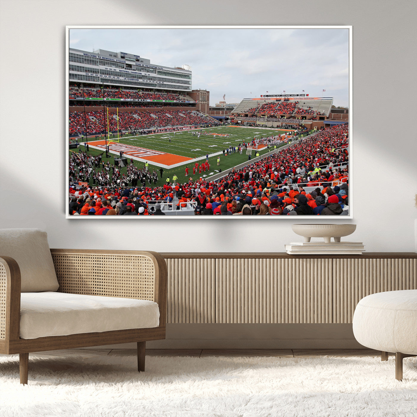 MGV-FC-36X24 - University of Illinois Fighting Illini Football Team Print - Champaign Illinois Memorial Stadium