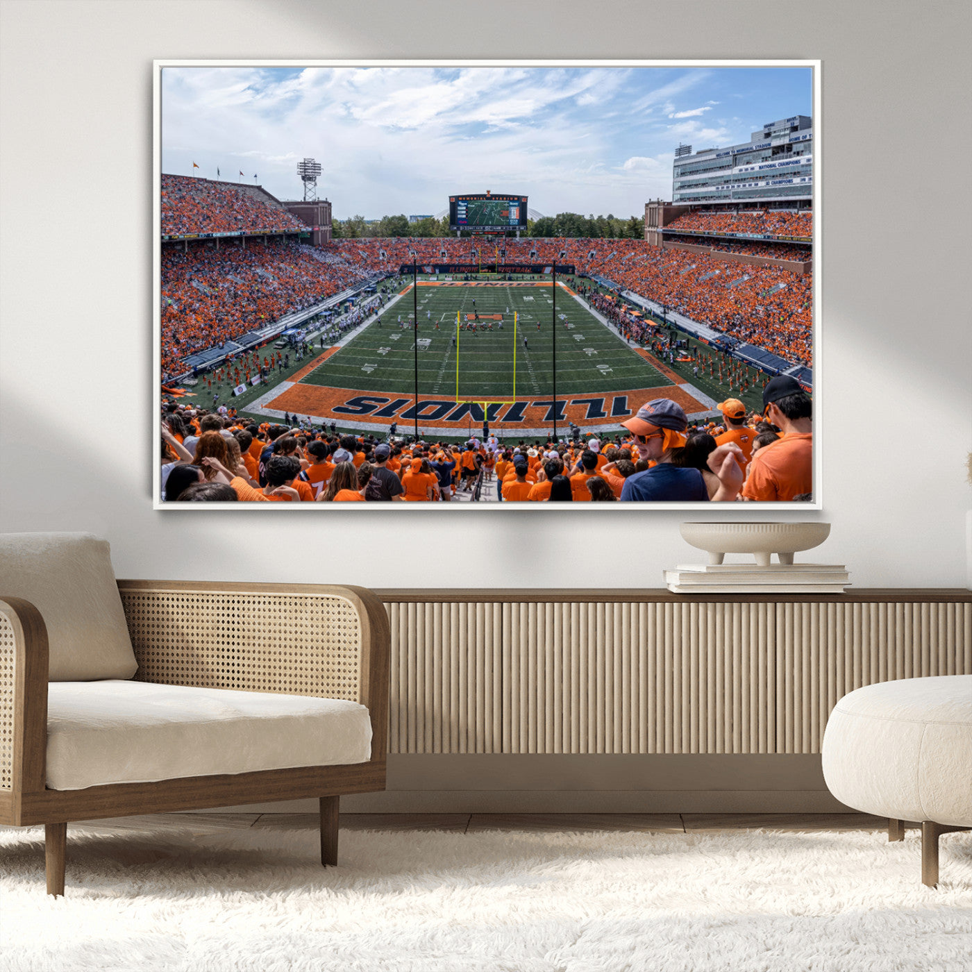 MGV-FC-36X24 - University of Illinois Fighting Illini Football Team Print Canvas - Champaign Illinois Memorial