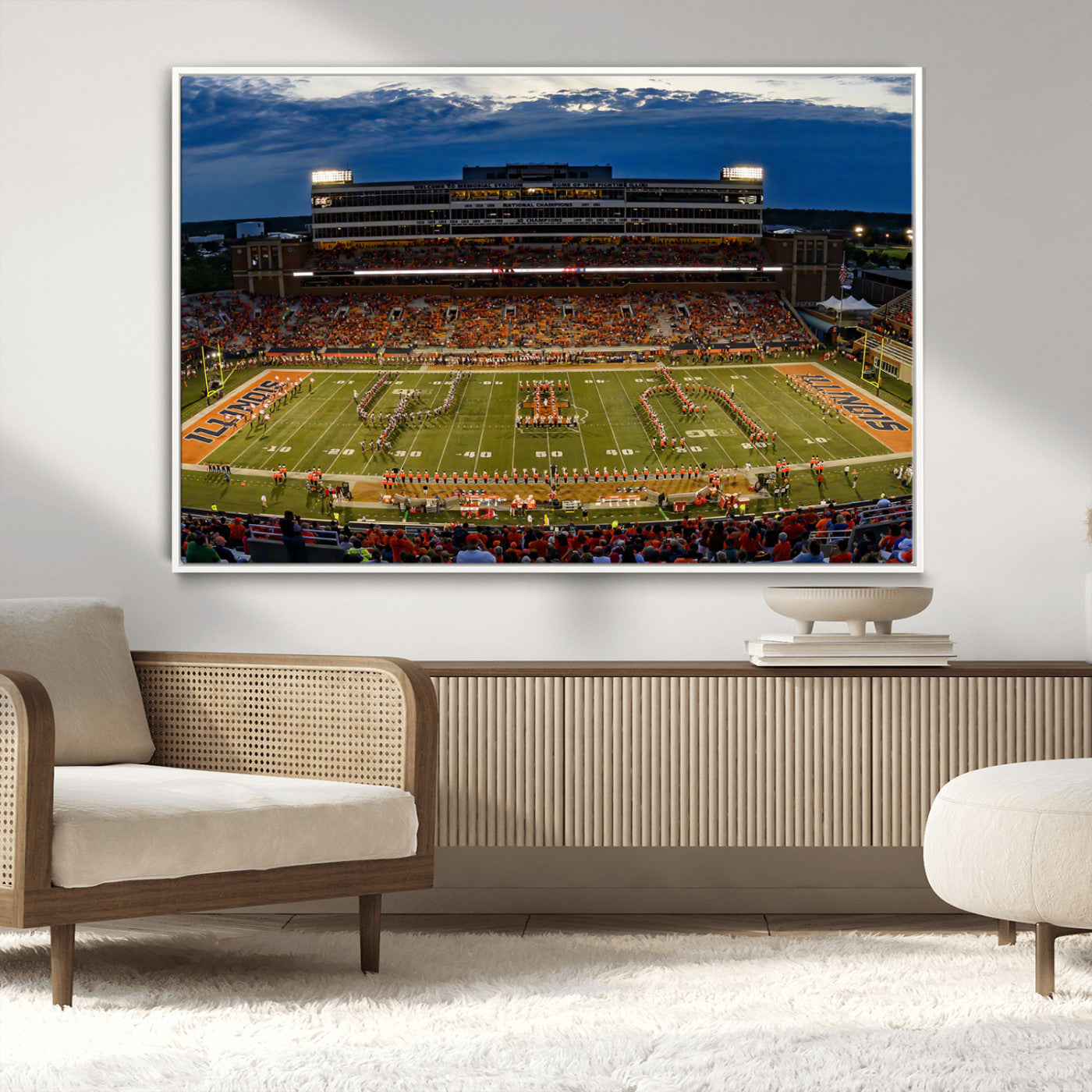 MGV-FC-36X24 - University of Illinois Fighting Illini Football Team Print - Champaign Illinois Memorial Stadium