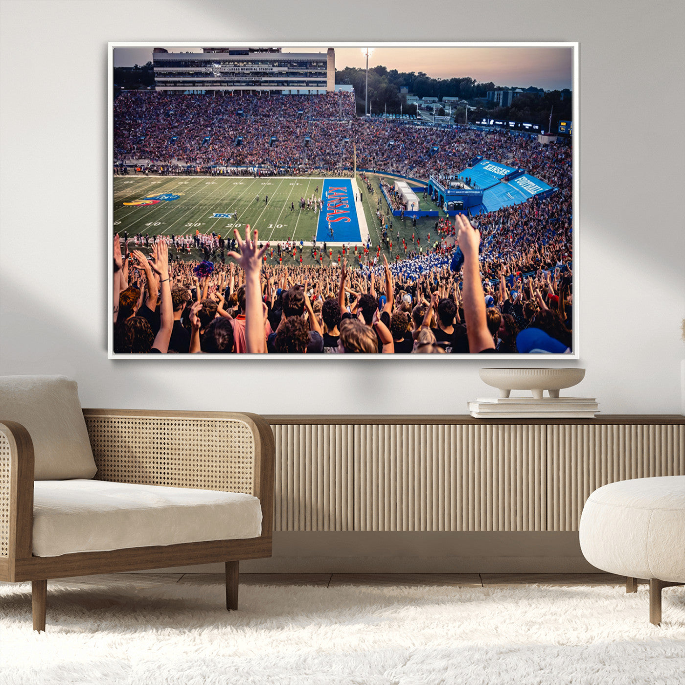 MGV-FC-36X24 - University of Kansas Jayhawks Football Team Art Print - Lawrence Kansas Memorial Stadium Wall Art