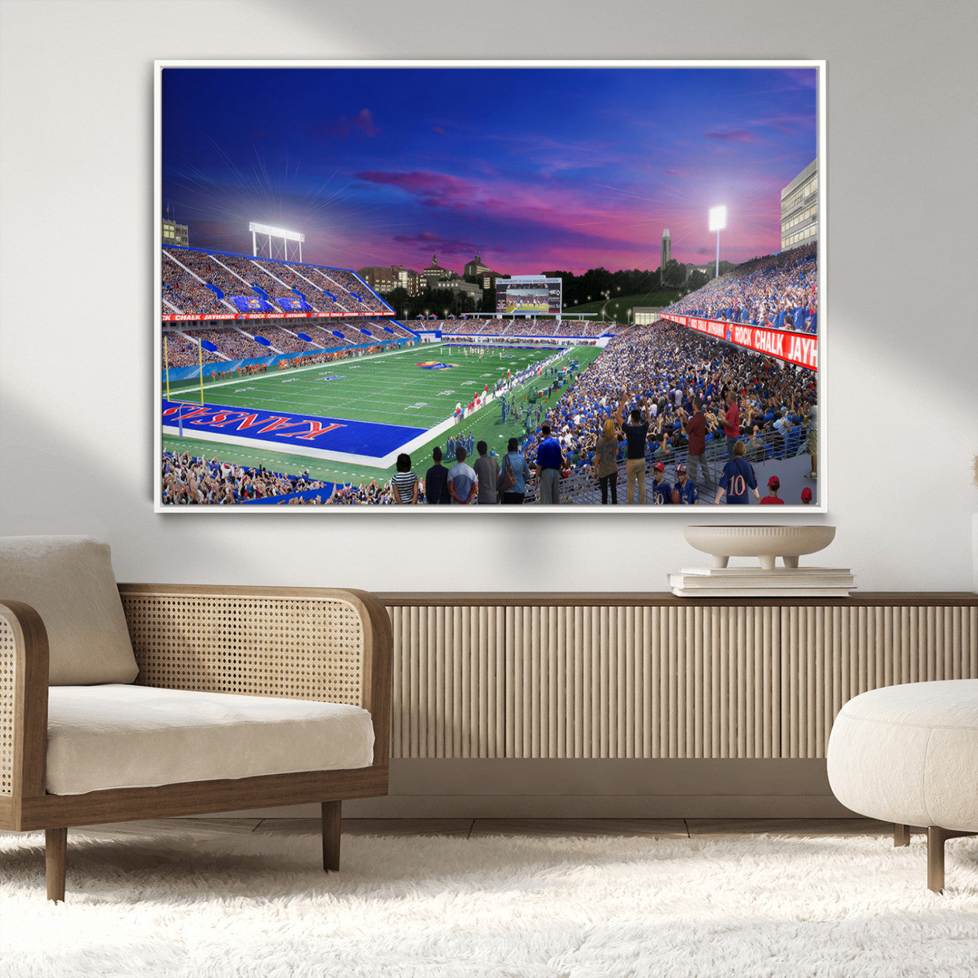 MGV-FC-36X24 - University of Kansas Jayhawks Football Team Print Canvas- Lawrence Kansas Memorial Stadium Wall Art