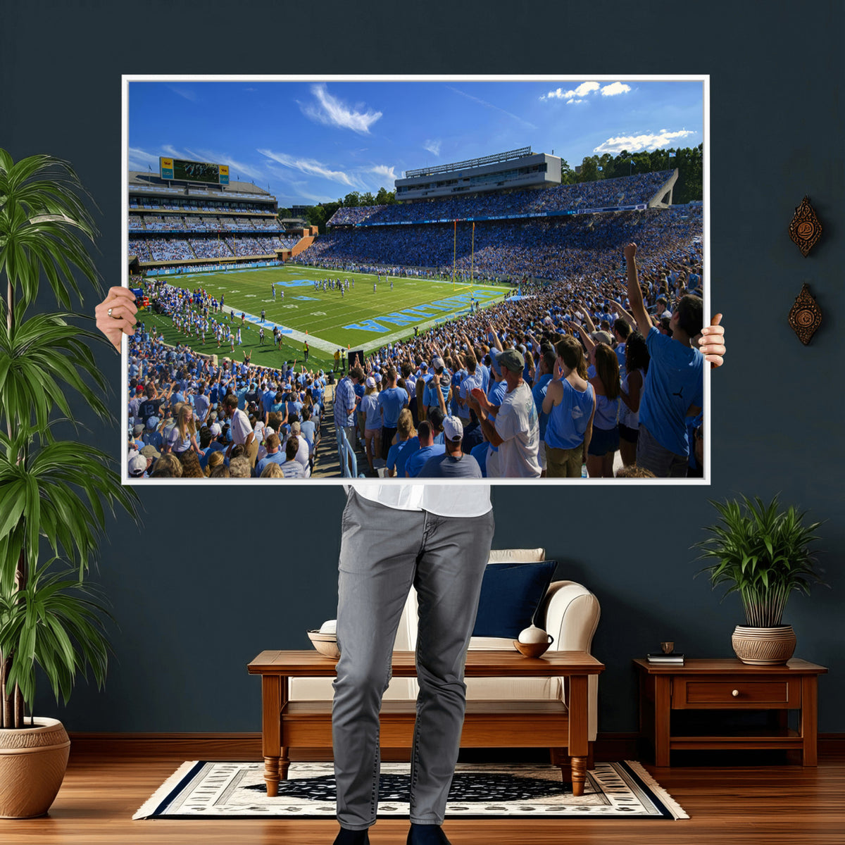 58540-MGV-CV-36X24 - University of North Carolina Tar Heels Team Canvas Print - Chapel Hill Kenan Memorial Stadium Wall