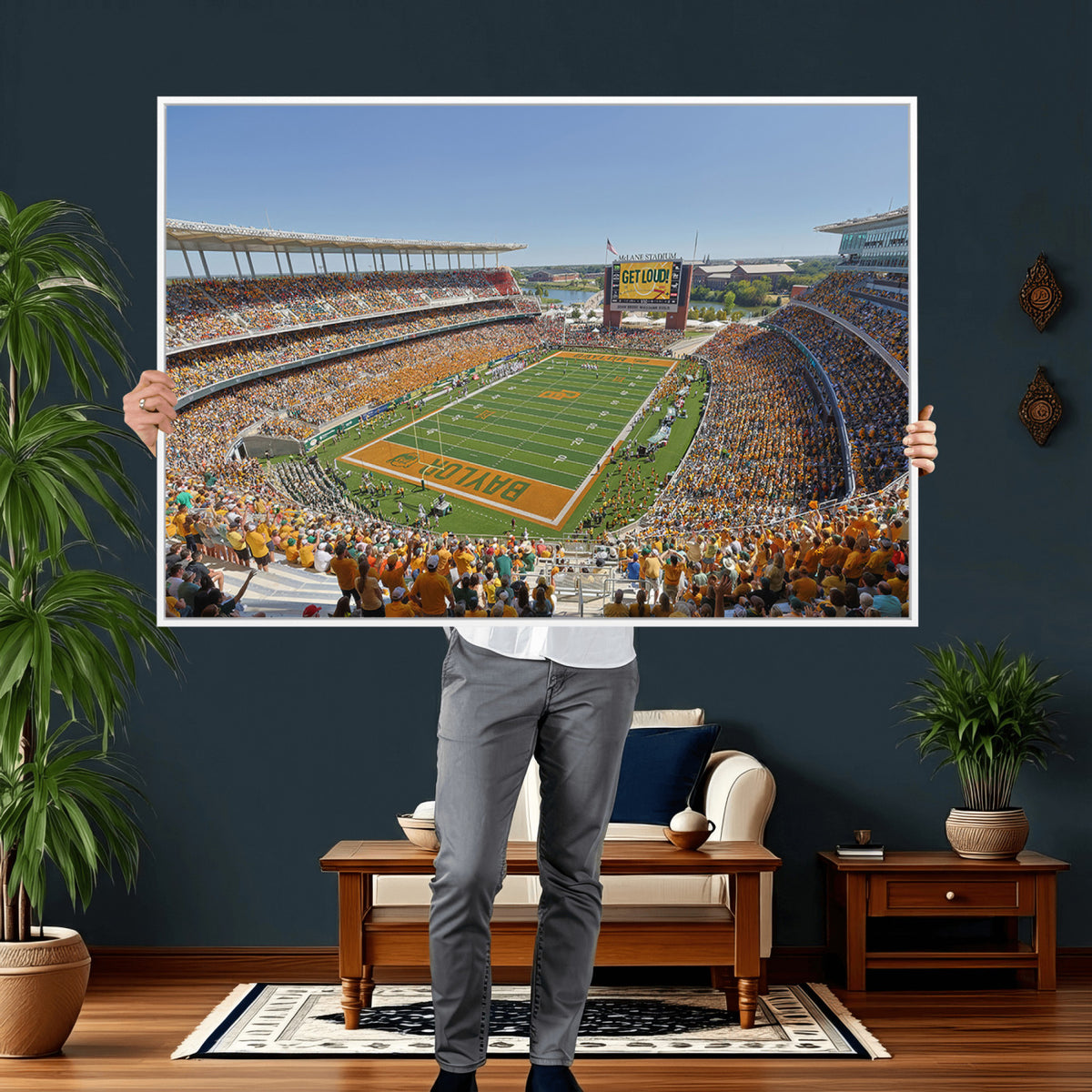 49912-MGV-CV-36X24 - Baylor University Bears Football Team Print - Waco McLane Stadium Wall Art Canvas Print