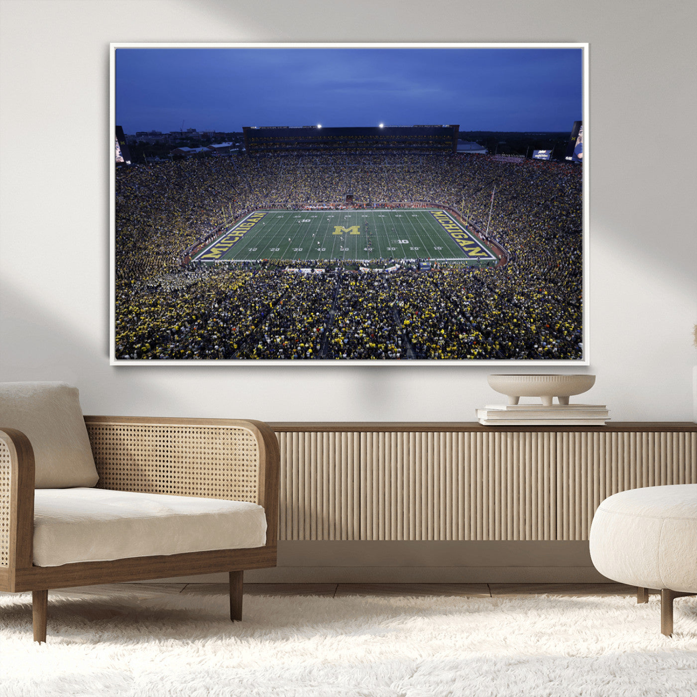 MGV-FC-36X24 - University of Michigan Wolverines Football Team Print - Ann Arbor Michigan Stadium Wall Art Canvas