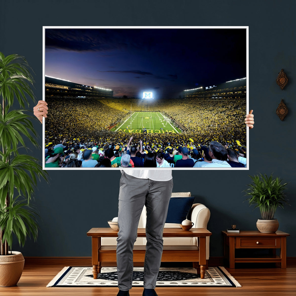 22115-MGV-CV-36X24 - University of Michigan Wolverines Football Team Print - Ann Arbor Michigan Stadium Canvas Print
