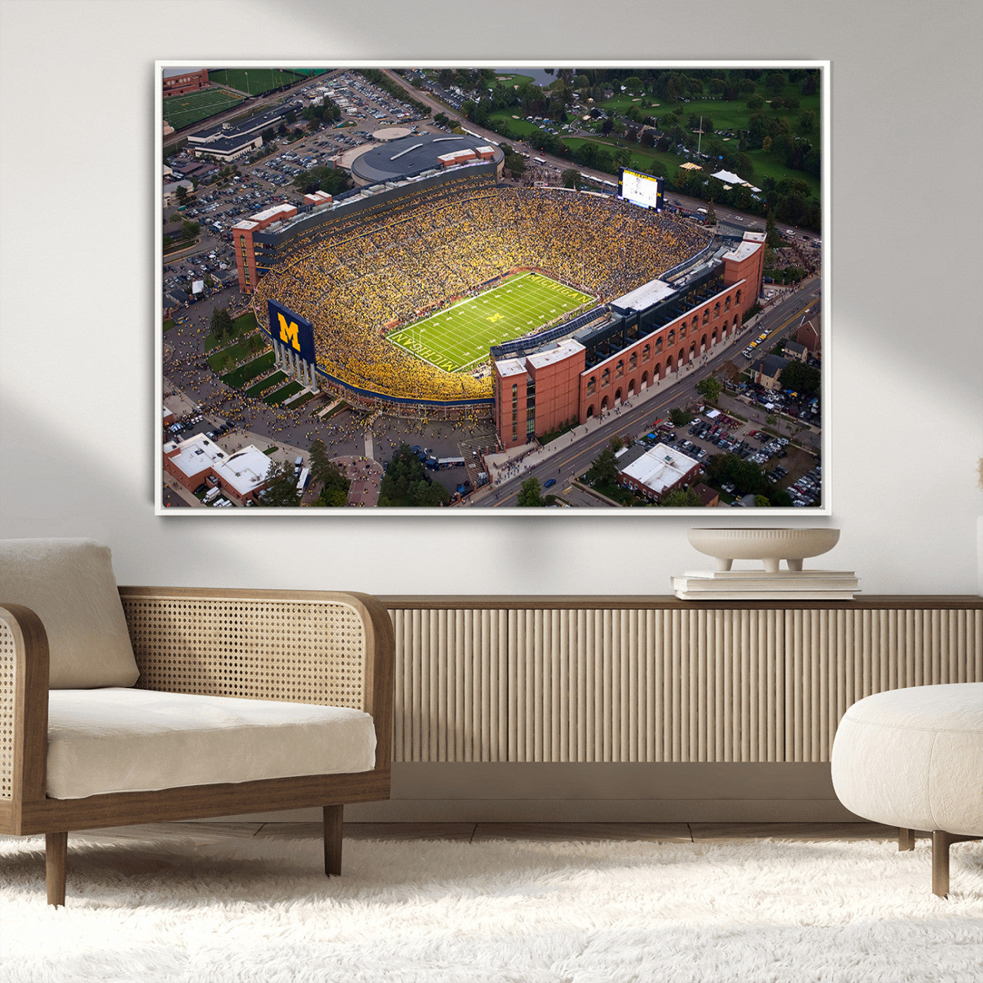 MGV-FC-36X24 - University of Michigan Wolverines Football Team Print - Ann Arbor Michigan Stadium Wall Art Canvas