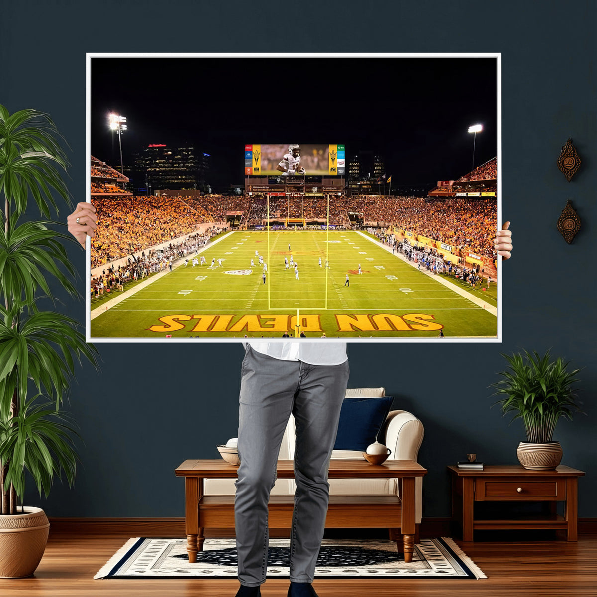 87612-MGV-CV-36X24 - ASU Sun Devils Football Team Print - Phoenix Mountain America Stadium Canvas Print