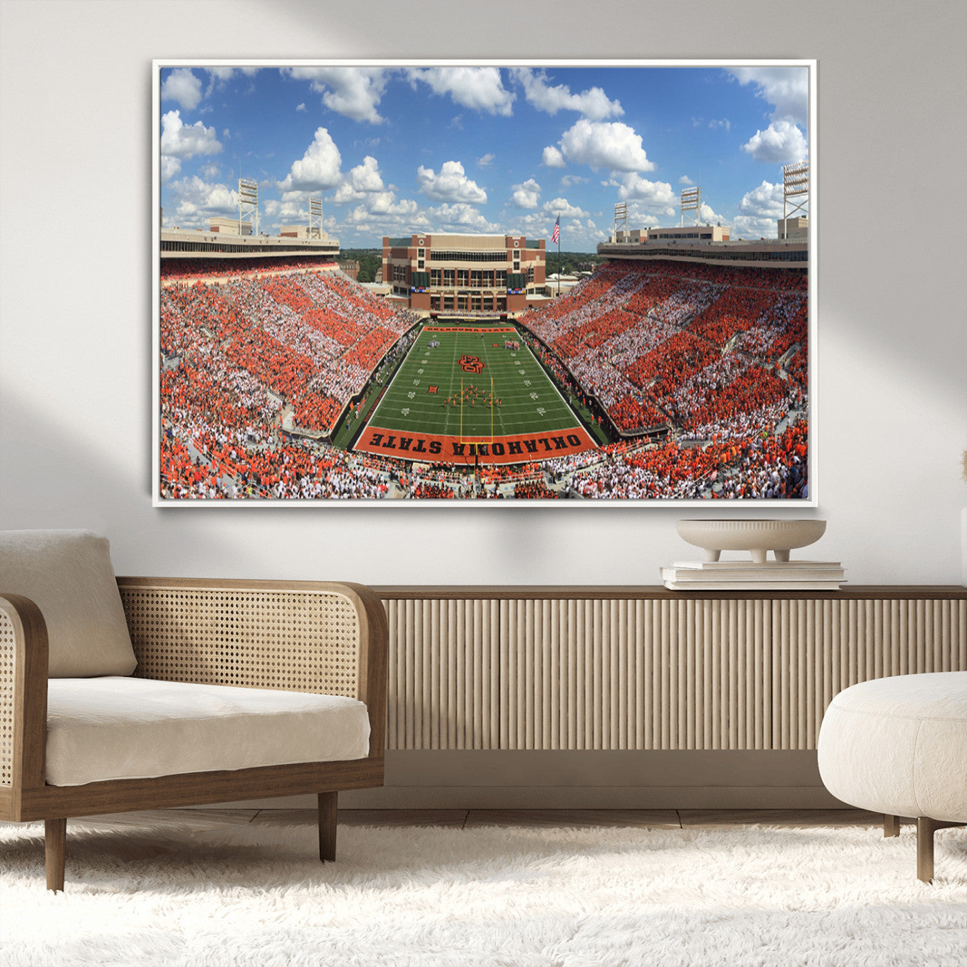 MGV-FC-36X24 - Oklahoma State Cowboys Football Team Print - Stillwater Boone Pickens Stadium Wall Art Canvas Print