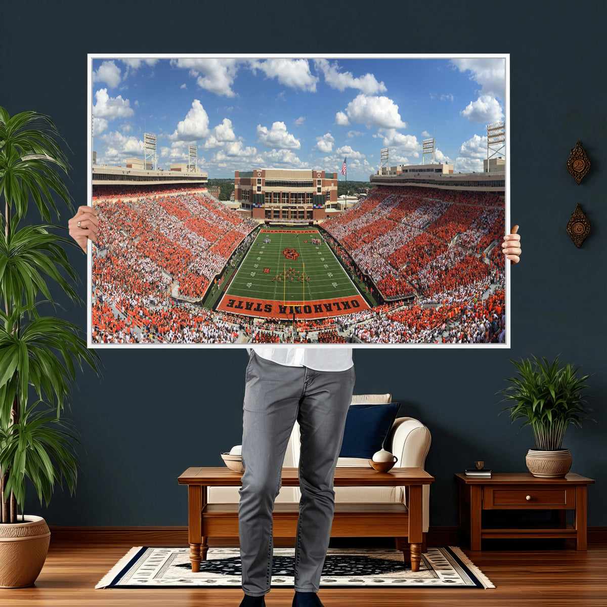 65192-MGV-CV-36X24 - Oklahoma State Cowboys Football Team Print - Stillwater Boone Pickens Stadium Wall Art Canvas Print