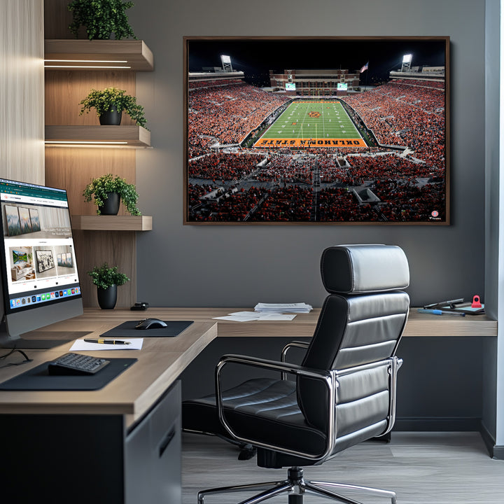 Oklahoma State Cowboys Canvas Print, Football Team Print - Stillwater Boone Pickens Stadium Wall Art Canvas Print