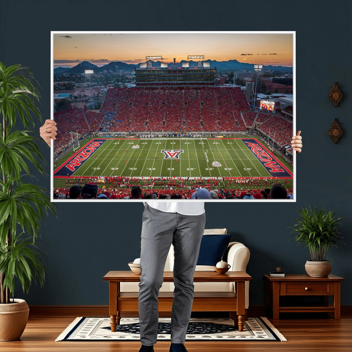 45563-MGV-CV-36X24 - Arizona Wildcats Football Team Print - Tucson Arizona Stadium Wall Art Canvas Print