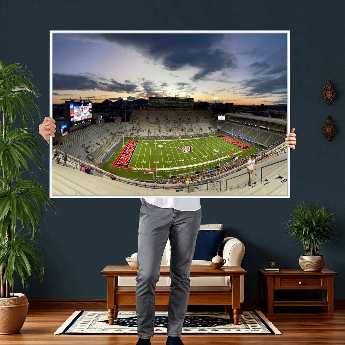 24339-MGV-CV-36X24 - Arizona Wildcats Football Team Print - Tucson Arizona Stadium Wall Art Canvas Print