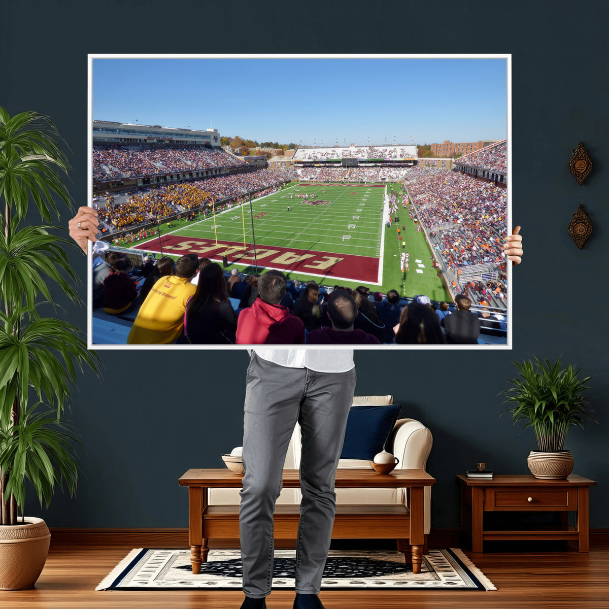 78117-MGV-CV-36X24 - Boston College Eagles Football Team Print - Boston Alumni Stadium Wall Art Canvas Print
