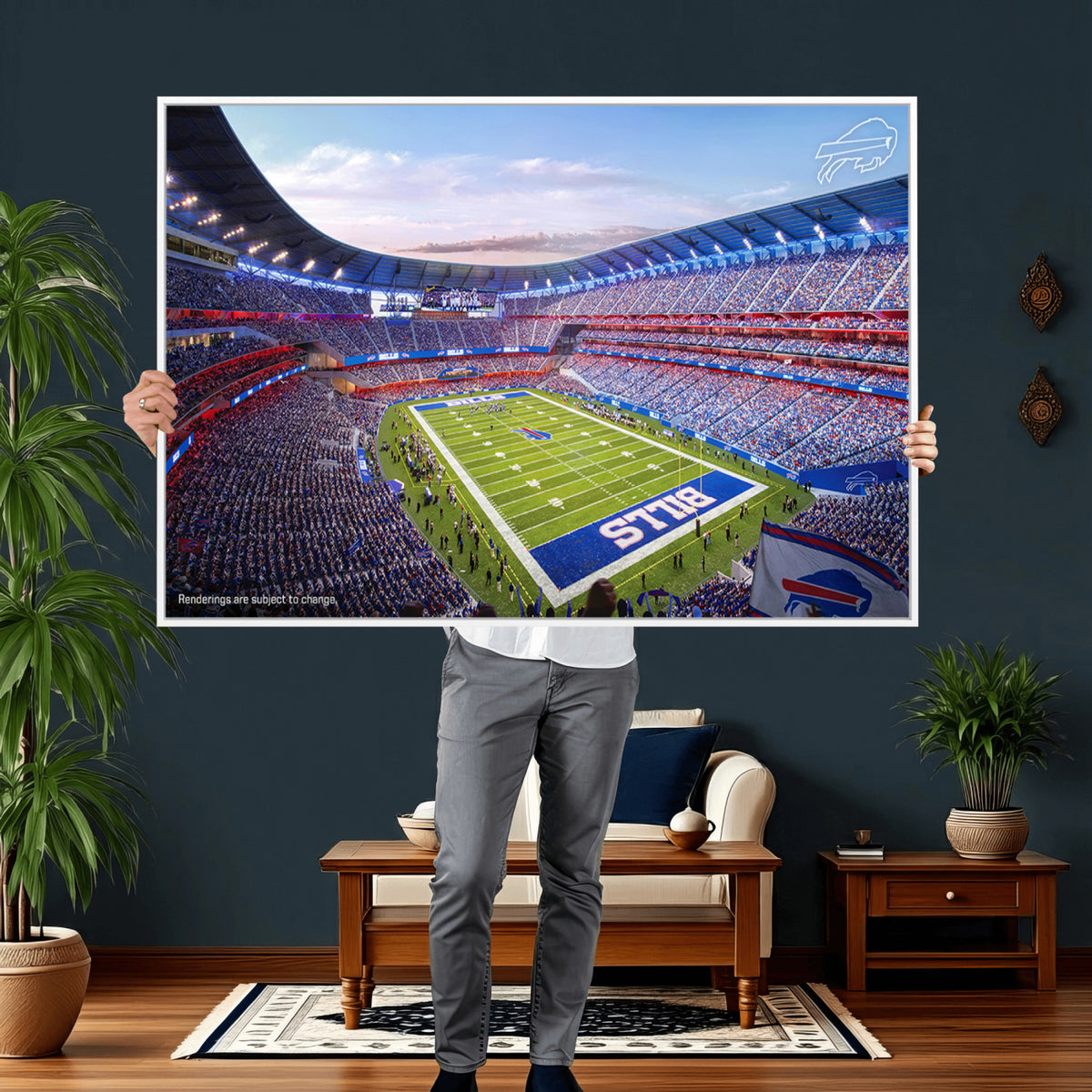 57873-MGV-CV-36X24 - Buffalo Bills Football Team Print Canvas - Buffalo Highmark Stadium Wall Art Canvas Print