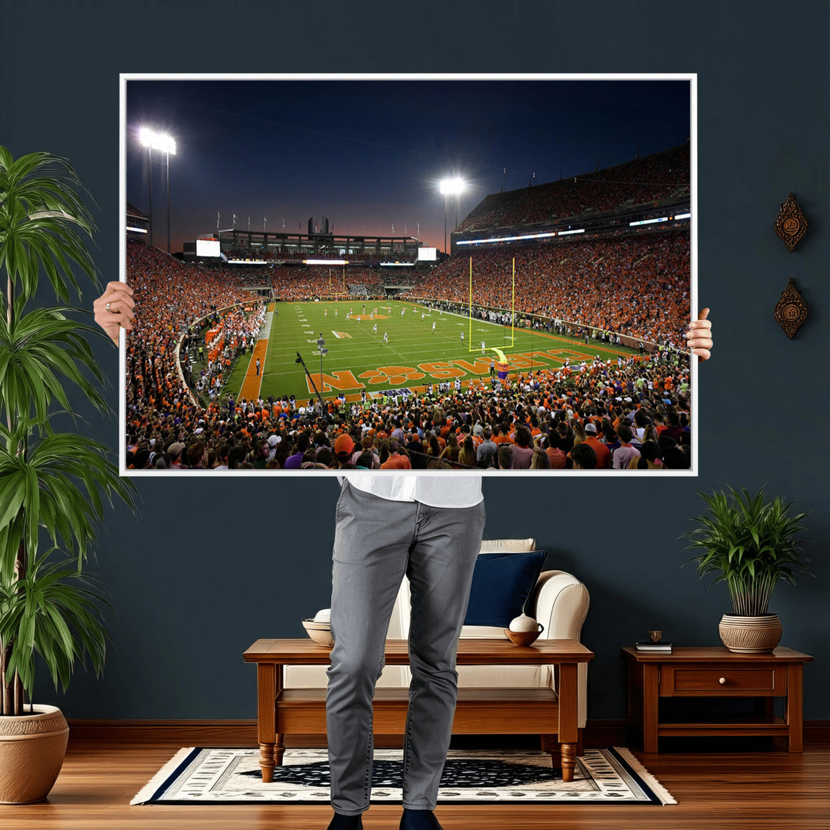 32340-MGV-CV-36X24 - Clemson University Tigers Art Print, Football Team Print