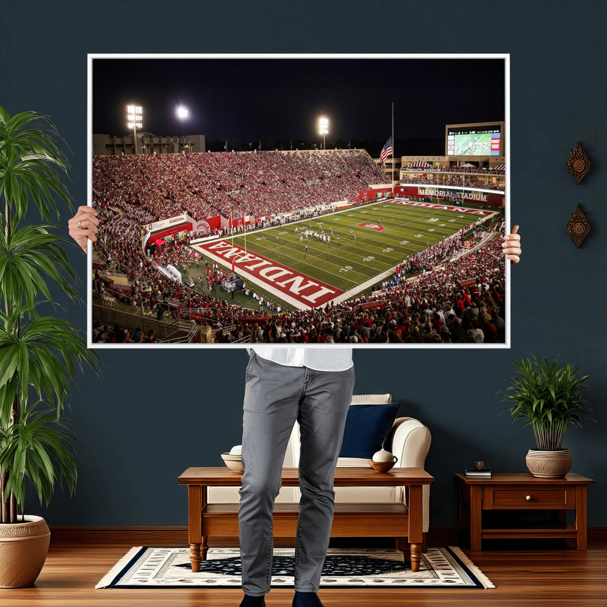 82748-MGV-CV-36X24 - Indiana University Hoosiers Football Team Print Canvas, Framed and Ready to Hang