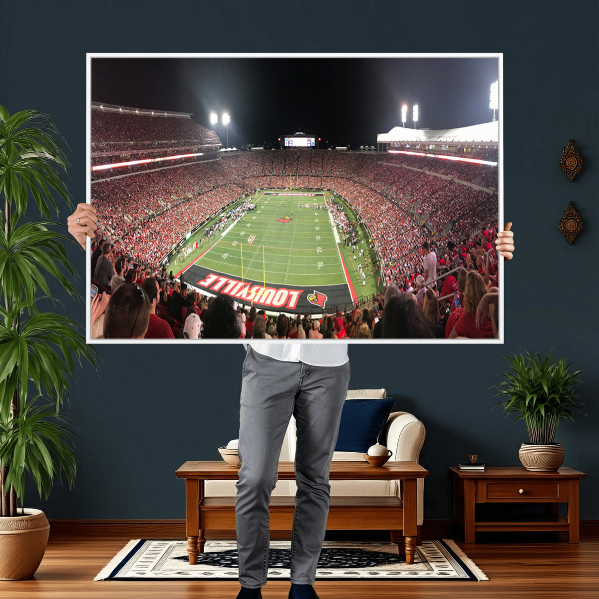 51251-PAN-FL-20X10 - University of Louisville Cardinals Football Team Print - Louisville Cardinal Stadium Wall Art Canvas