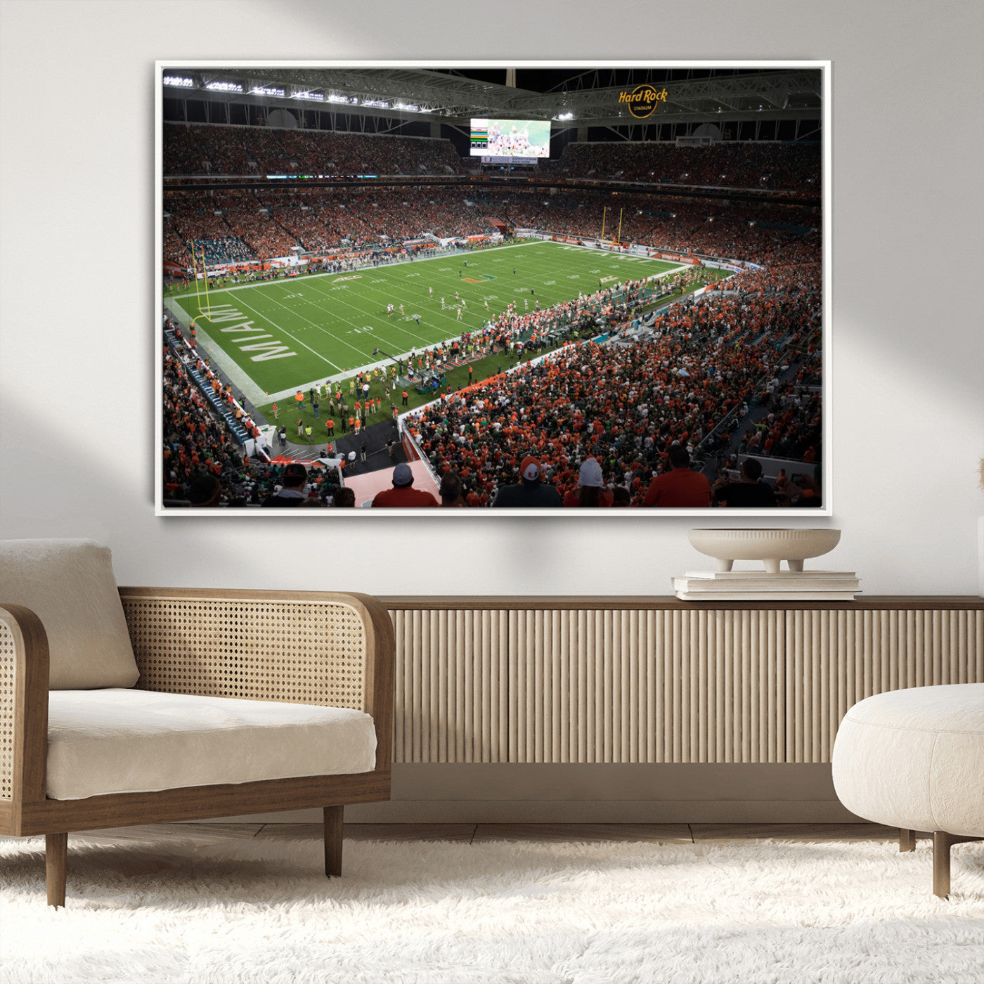 MGV-FC-36X24 - Miami Hurricanes Football Team Print Canvas- Miami Hard Rock Stadium Wall Art Canvas Print