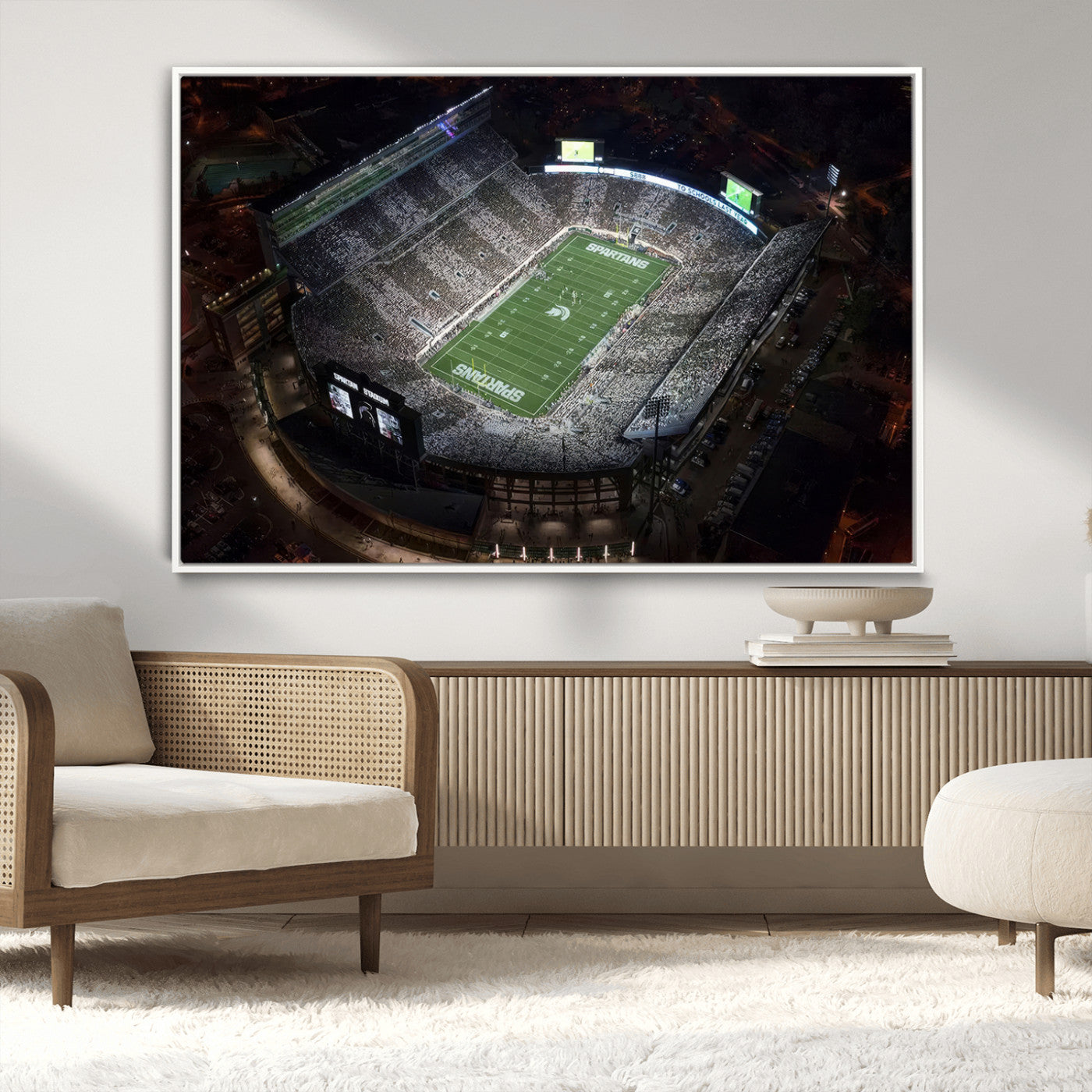 MGV-FC-36X24 - Michigan State Spartans Football Team Print - East Lansing Spartan Stadium Print Wall Art