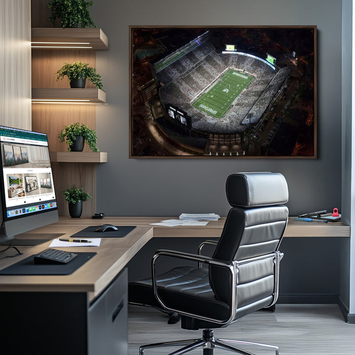 Michigan State Spartans Football Team Print - East Lansing Spartan Stadium Print Wall Art
