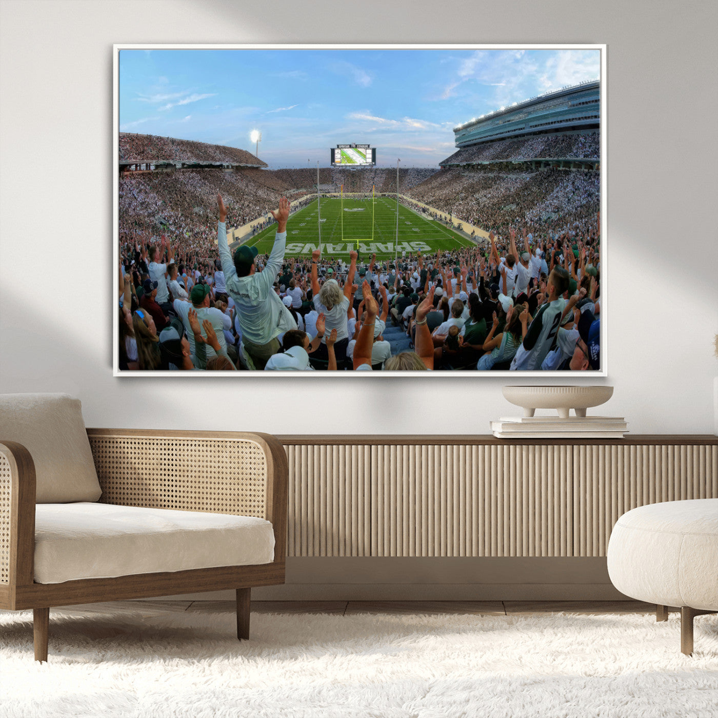 MGV-FC-36X24 - Michigan State Spartans Football Team Print - East Lansing Spartan Stadium Wall Art Canvas Print
